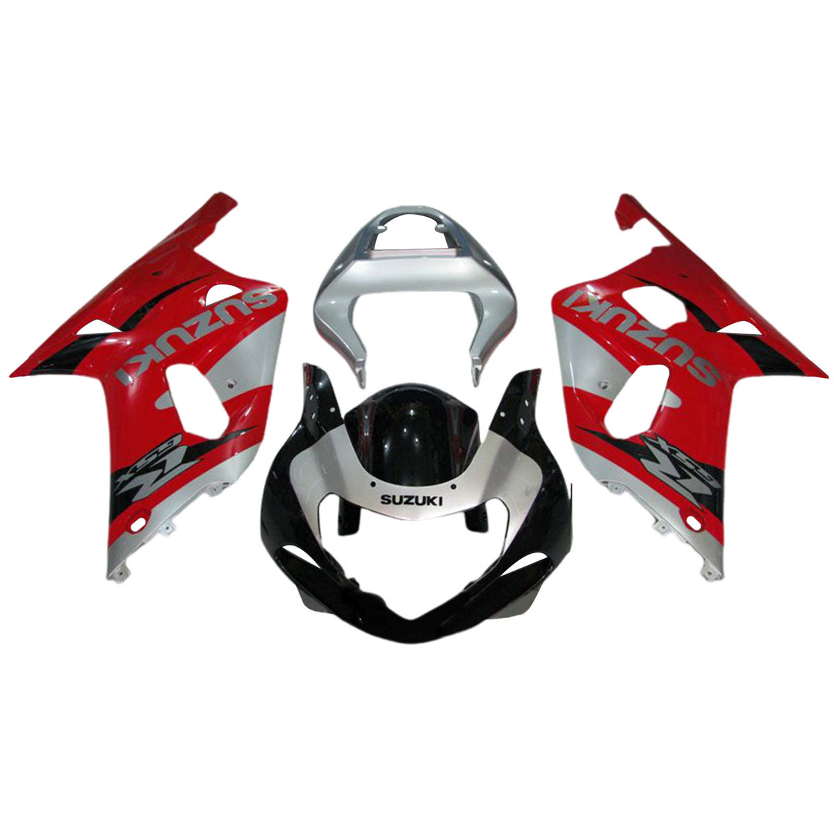 Amotopart 2000-2002 K1 K2 GSXR1000 Suzuki Kit de carenado rojo y plateado