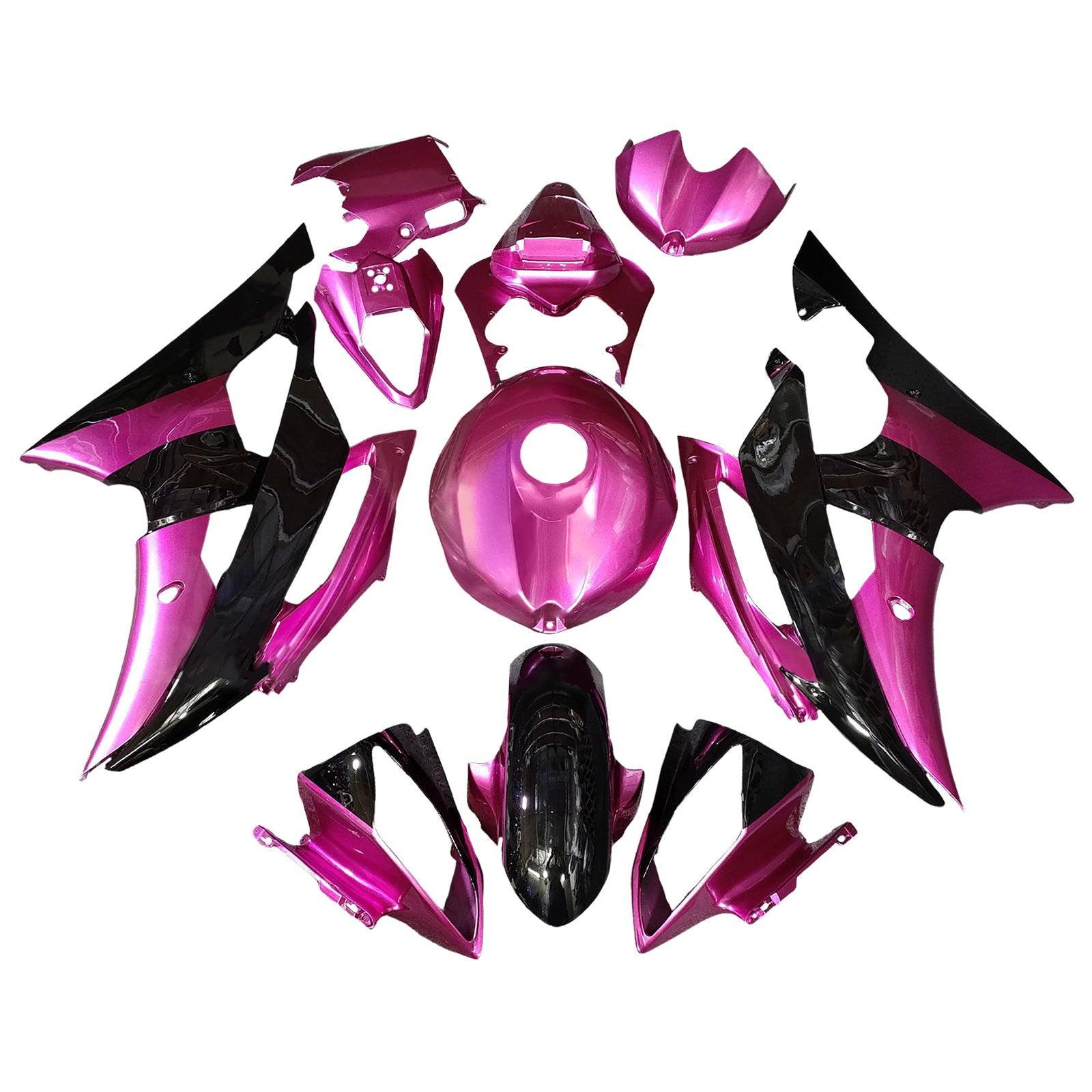Amotopart 2008-2016 Yamaha YZF-R6 Pink & Black Fairing Kit