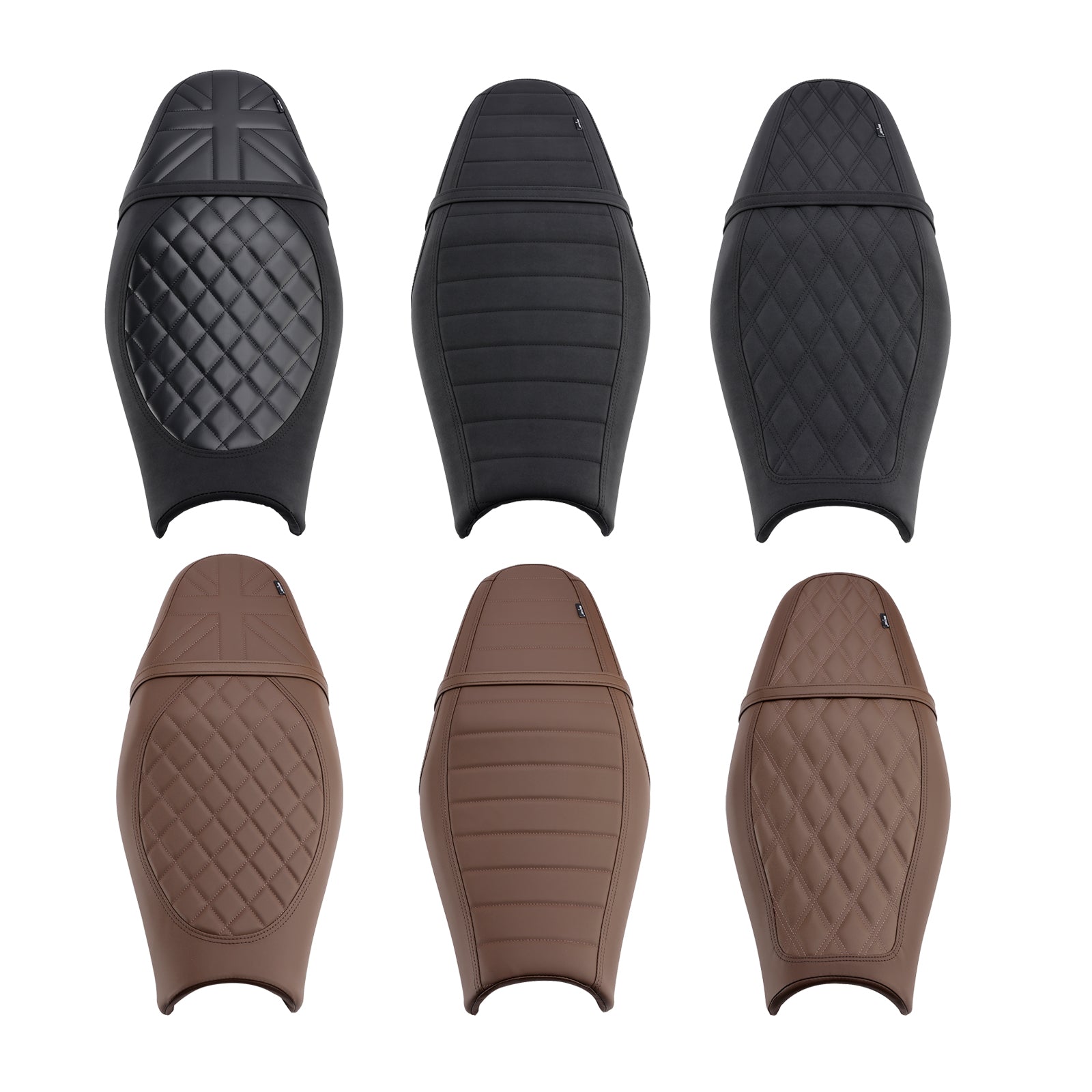 16-22 Street Twin & 23-24 Speed ​​Twin Triumph Komplettes niedriges Sitzkissen für Fahrer und Beifahrer, braun/schwarz