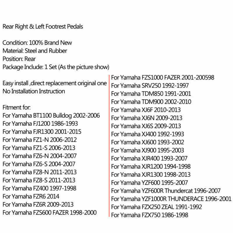 Fu?raste 8 Rückseite Bulldog DE Yamaha FZ 6 BT1100 Für 400 XJ FJR1300 FJ1200