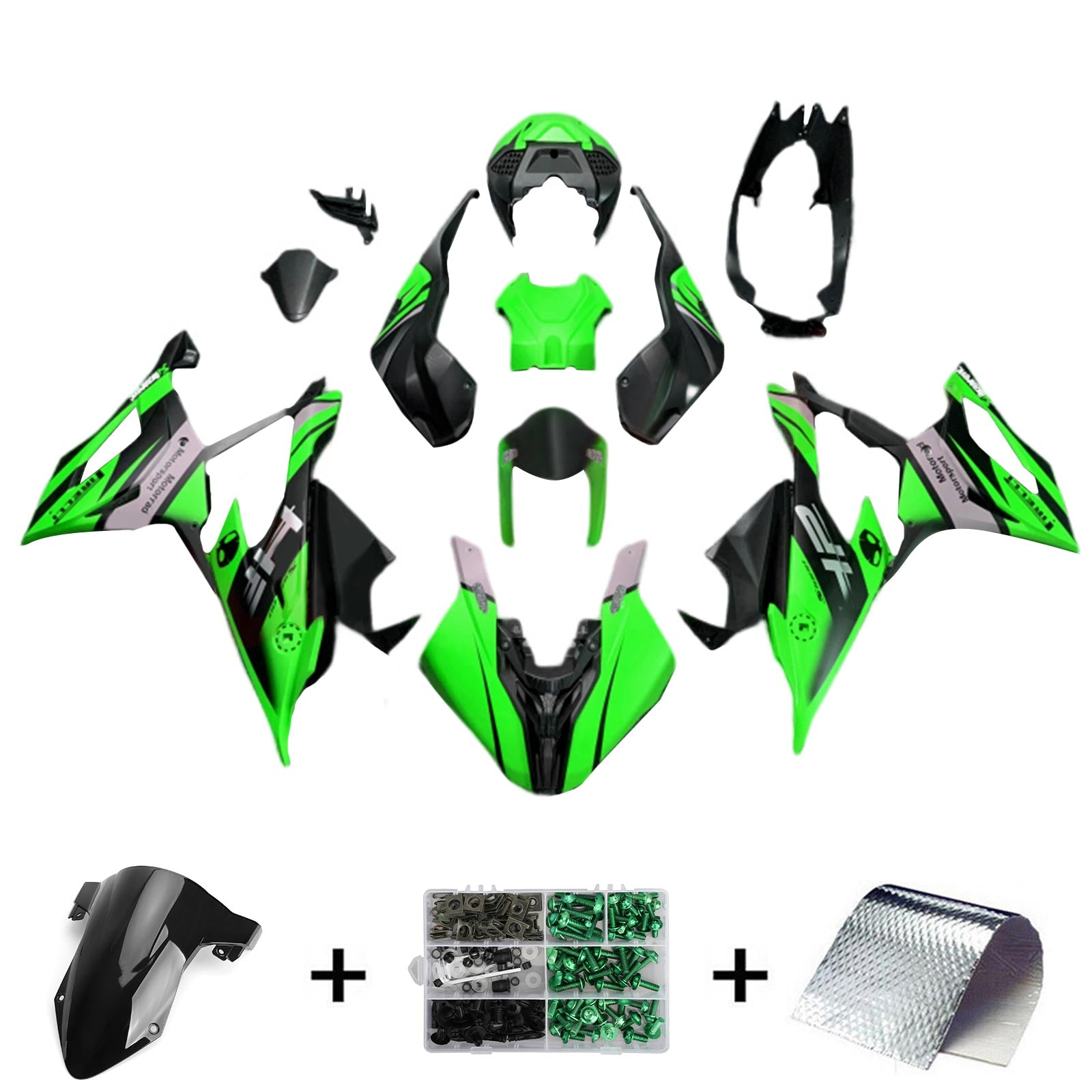 Kit carena Amotopart BMW S1000RR 2019-2022 verde opaco e nero