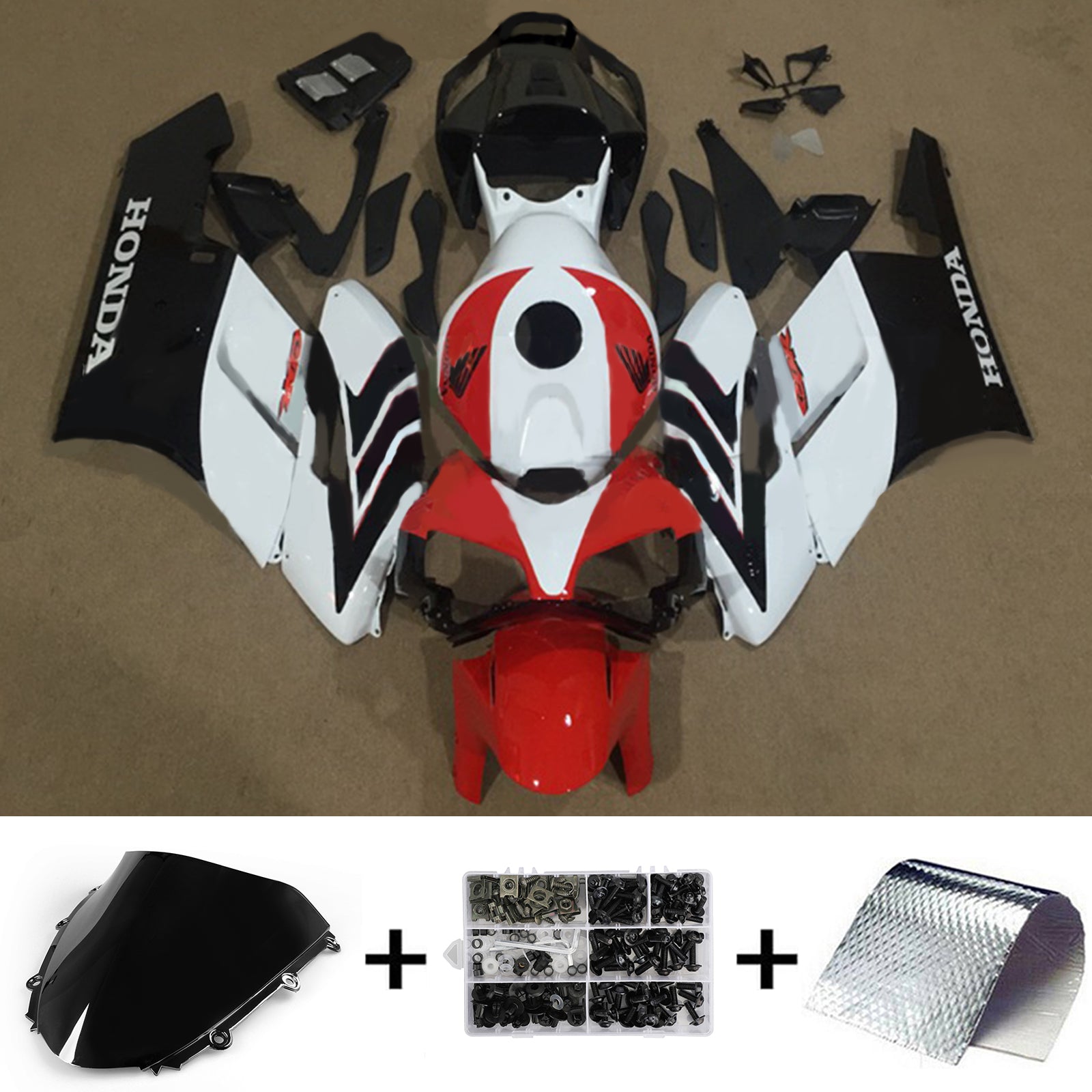 Amotopart Kit de carénage Honda CBR1000RR Style4 rouge et blanc 2004-2005