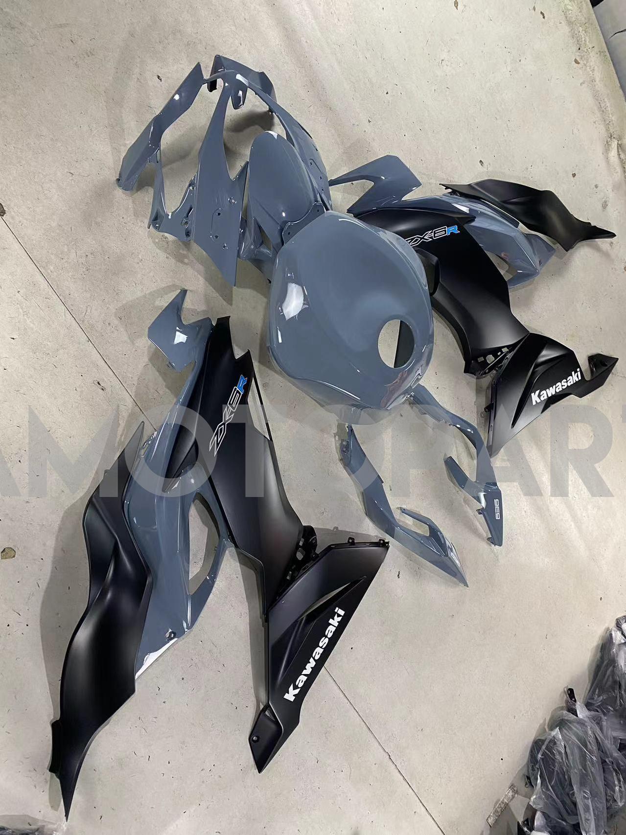 Amotopart Kawasaki ZX6R 2019-2023 Gray Black Fairing Kit
