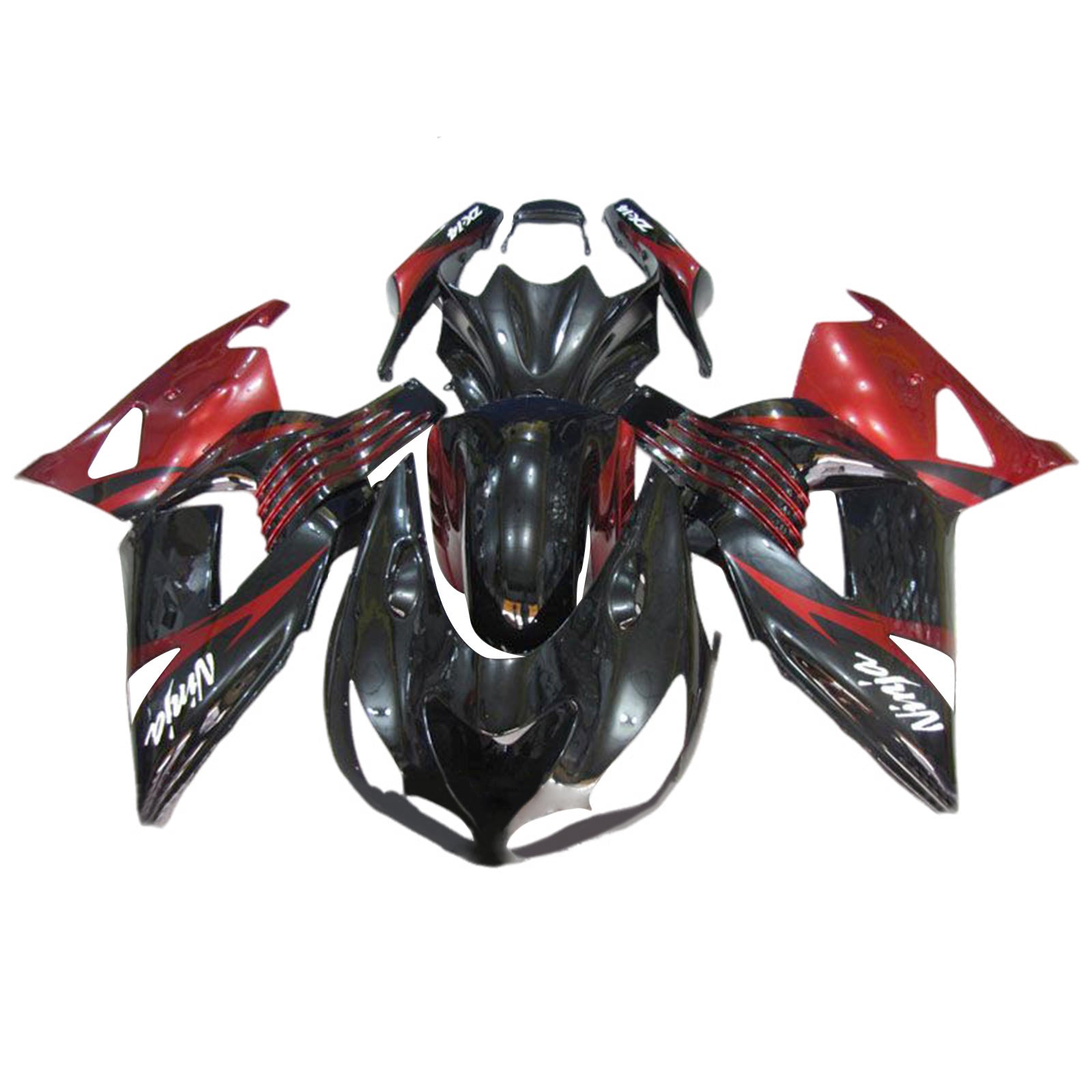 Amotopart 2006-2011 Kawasaki ZX14R ZZR1400 Black Red & White  Fairing Kit