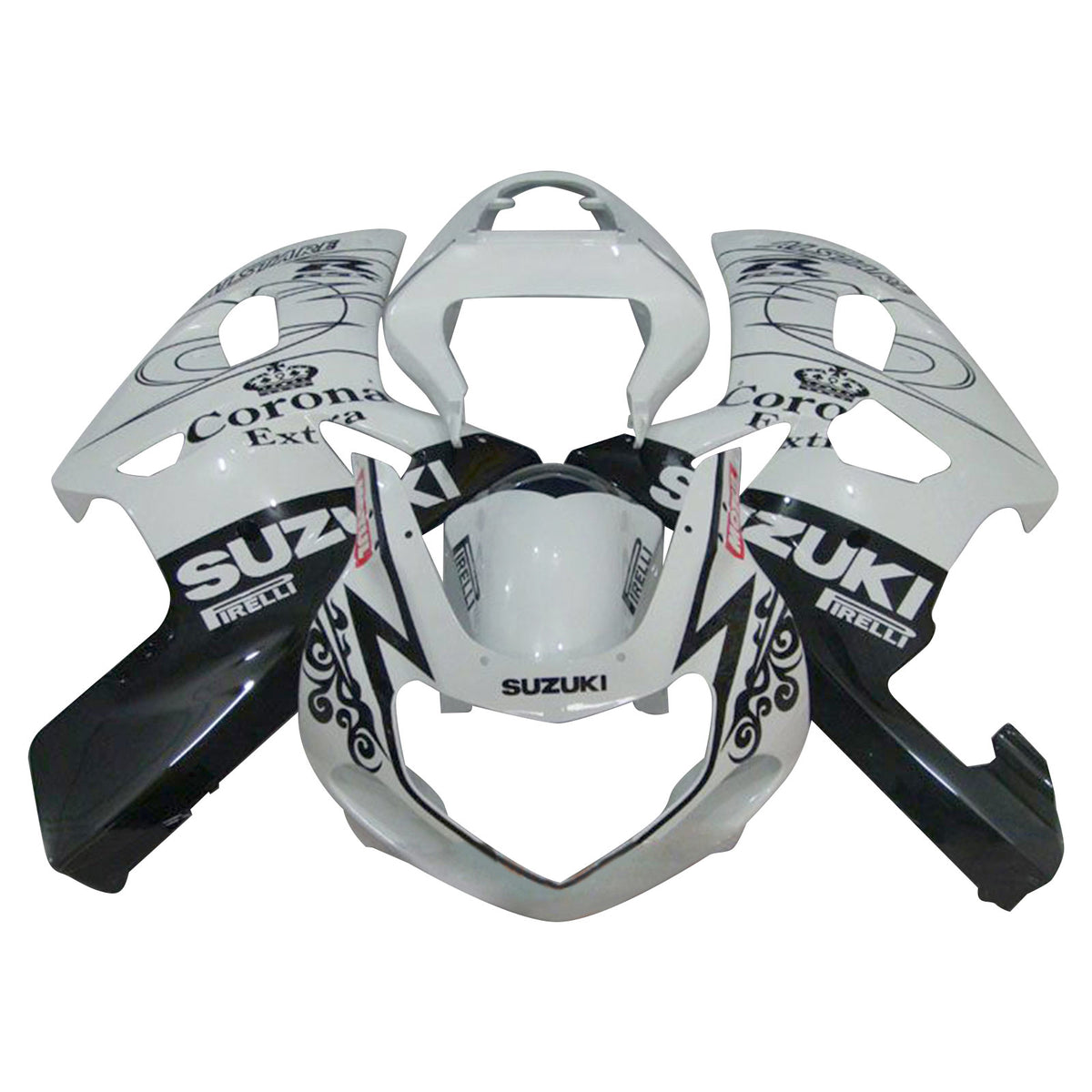 Amotopart 2000-2002 K1 K2 GSXR1000 Suzuki Kit de carenado con detalles en blanco y negro