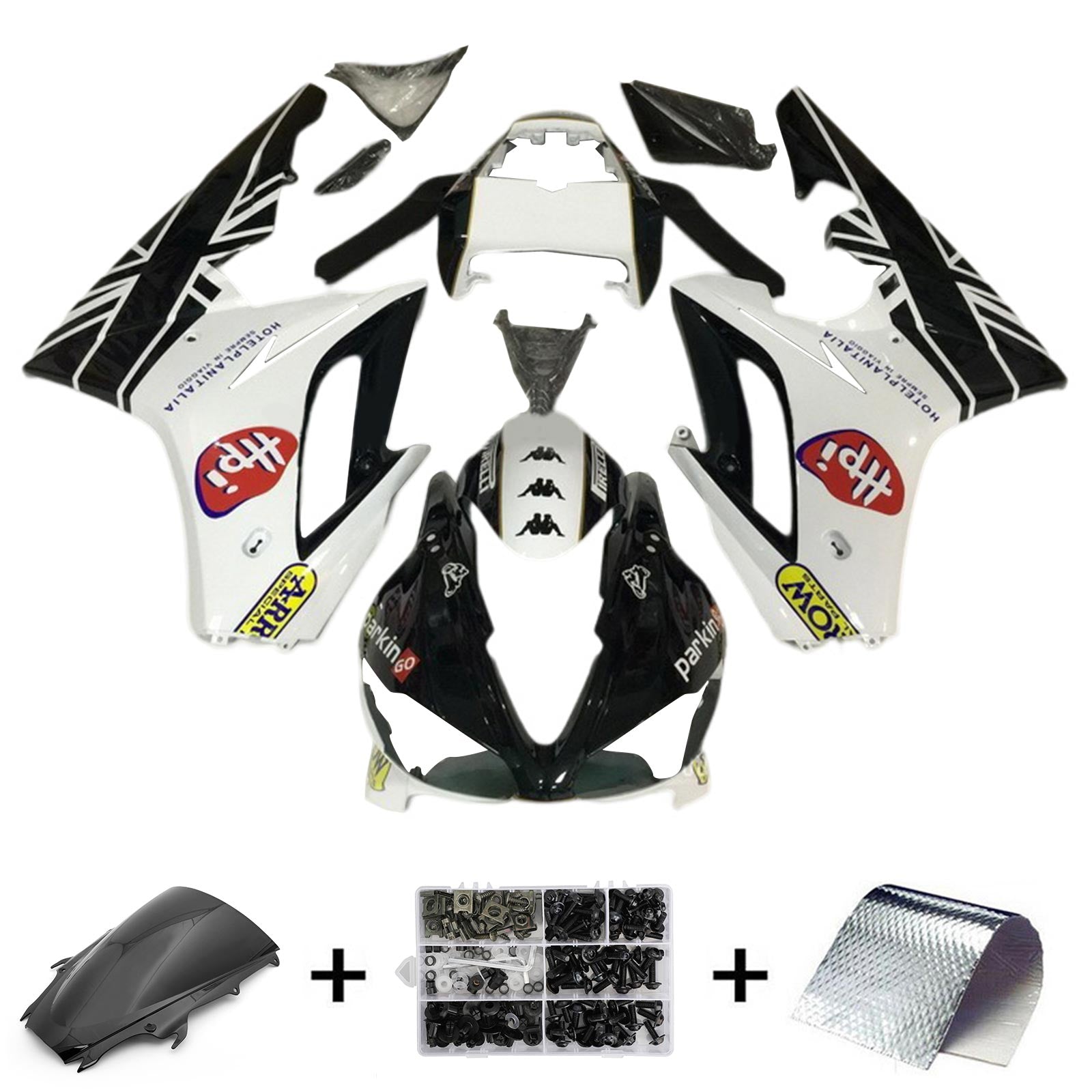 Amotopart 2009-2012 Kit carena Triumph Daytona 675 White&amp;Black Style1