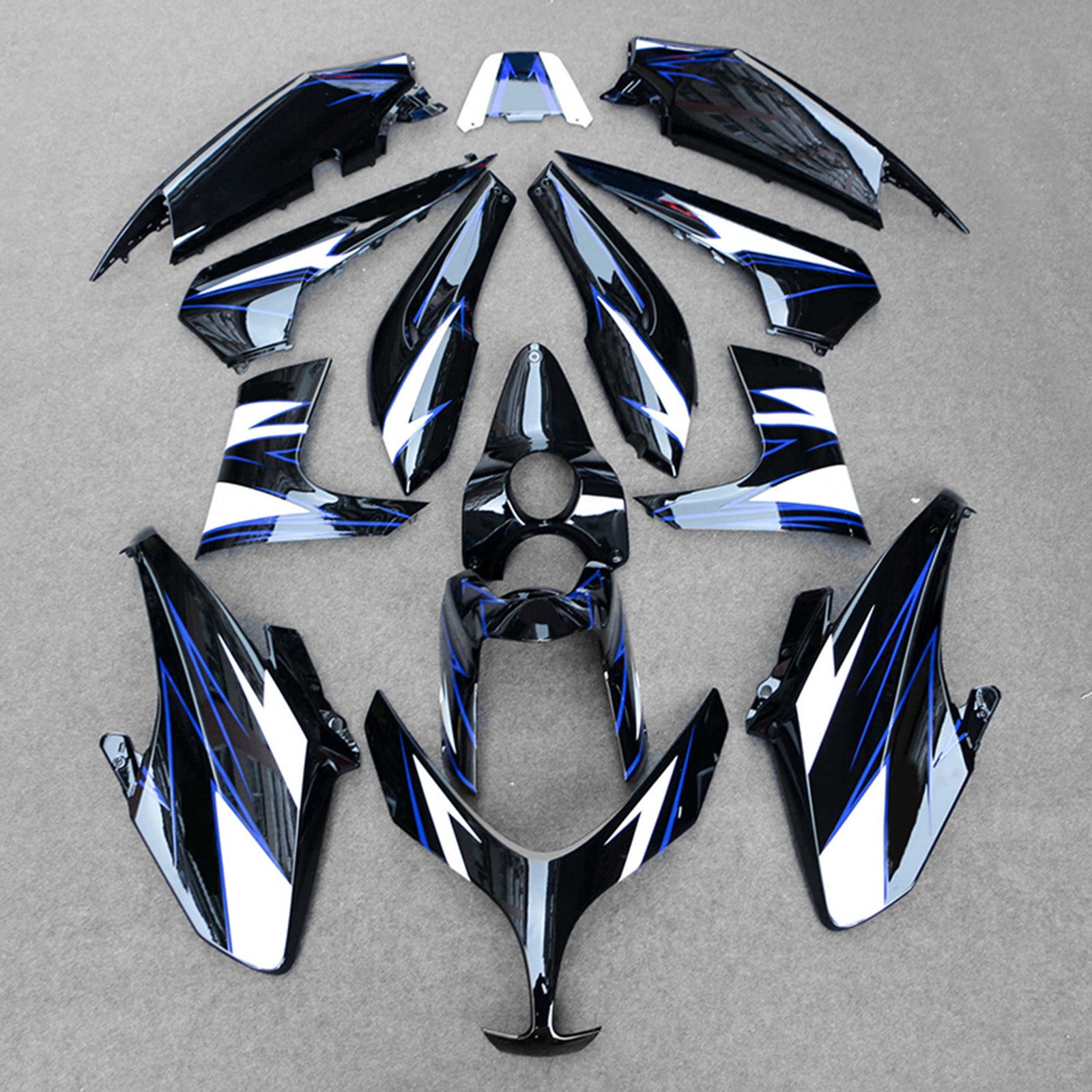 Amotopart 2019-2021 Yamaha TMAX560 Fairing Black with Blue Stripe Kit