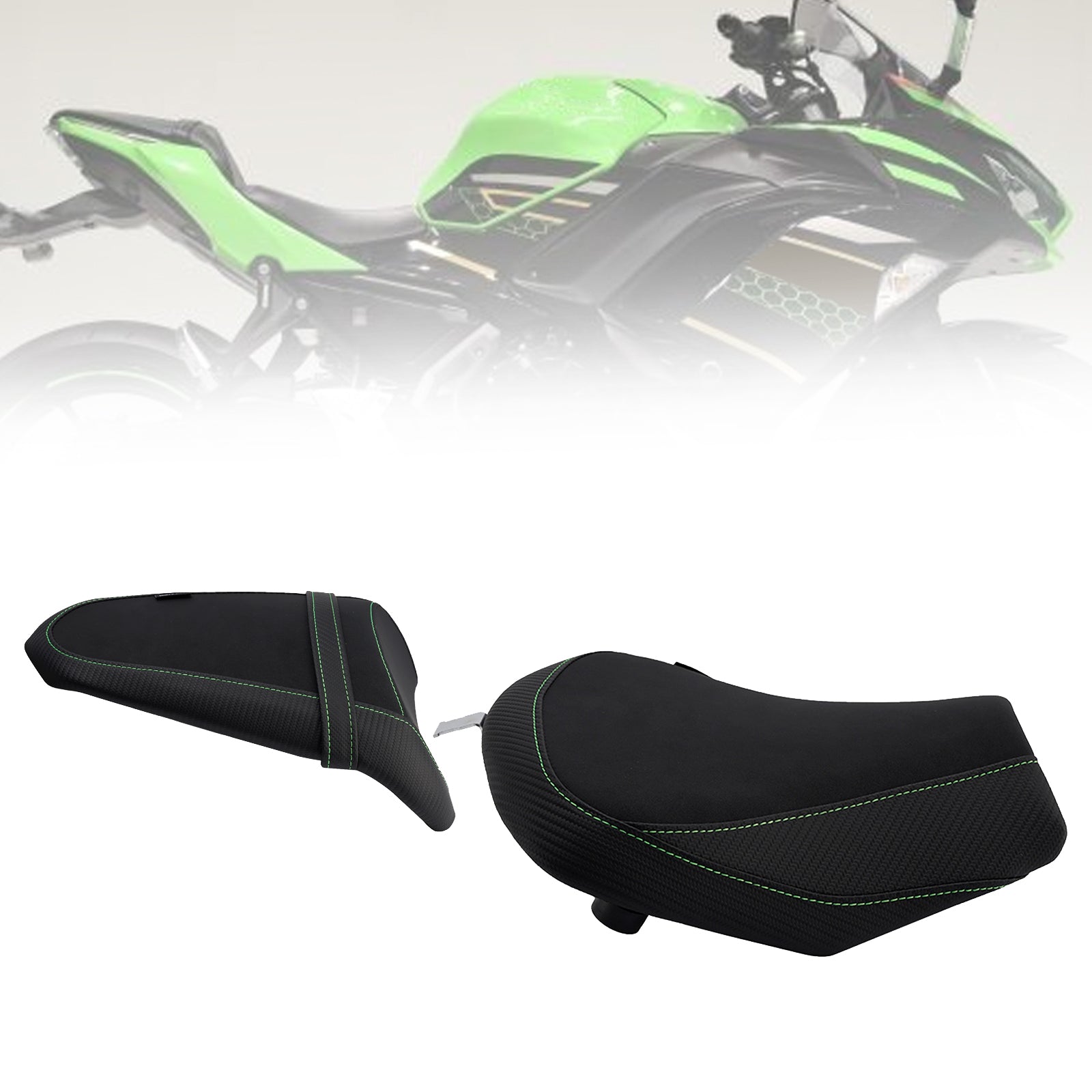 2017-2025 Kawasaki Ninja 650 Z650-coureur&PPassagiersstoel achterkussen groen