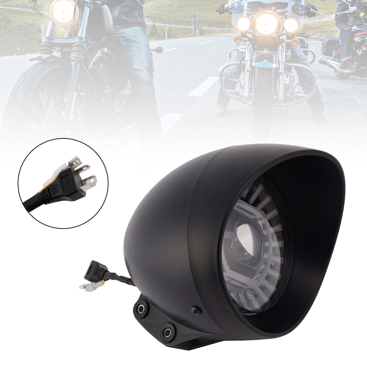 55W 5.75" Beam Headlight Fog Lamp Custom 4000lm Fits For Racer Bobber Chrome