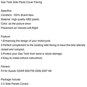 Pannello di copertura laterale del serbatoio del gas Carena per Suzuki GSXR 600/750 2006-2007 K6