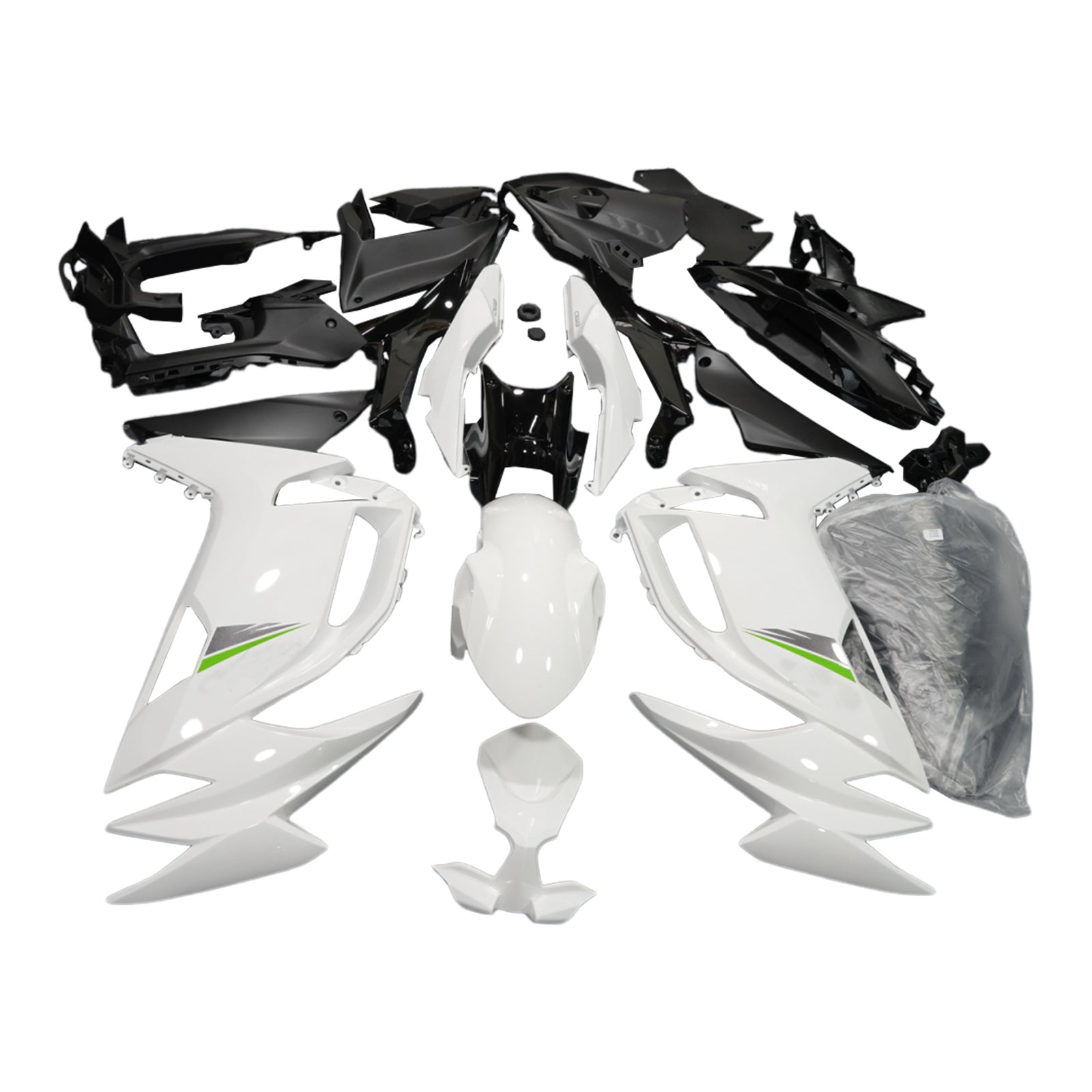 Amotopart 2020-2024 Kawasaki ER-6F Ninja650 Kit de carénage noir blanc