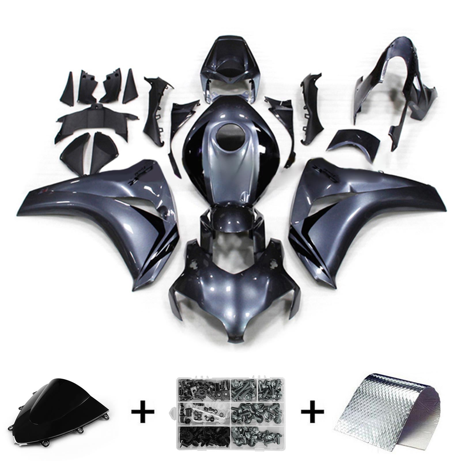 Amotopart 2008–2011 Honda CBR1000RR Verkleidungsset in glänzendem Grau