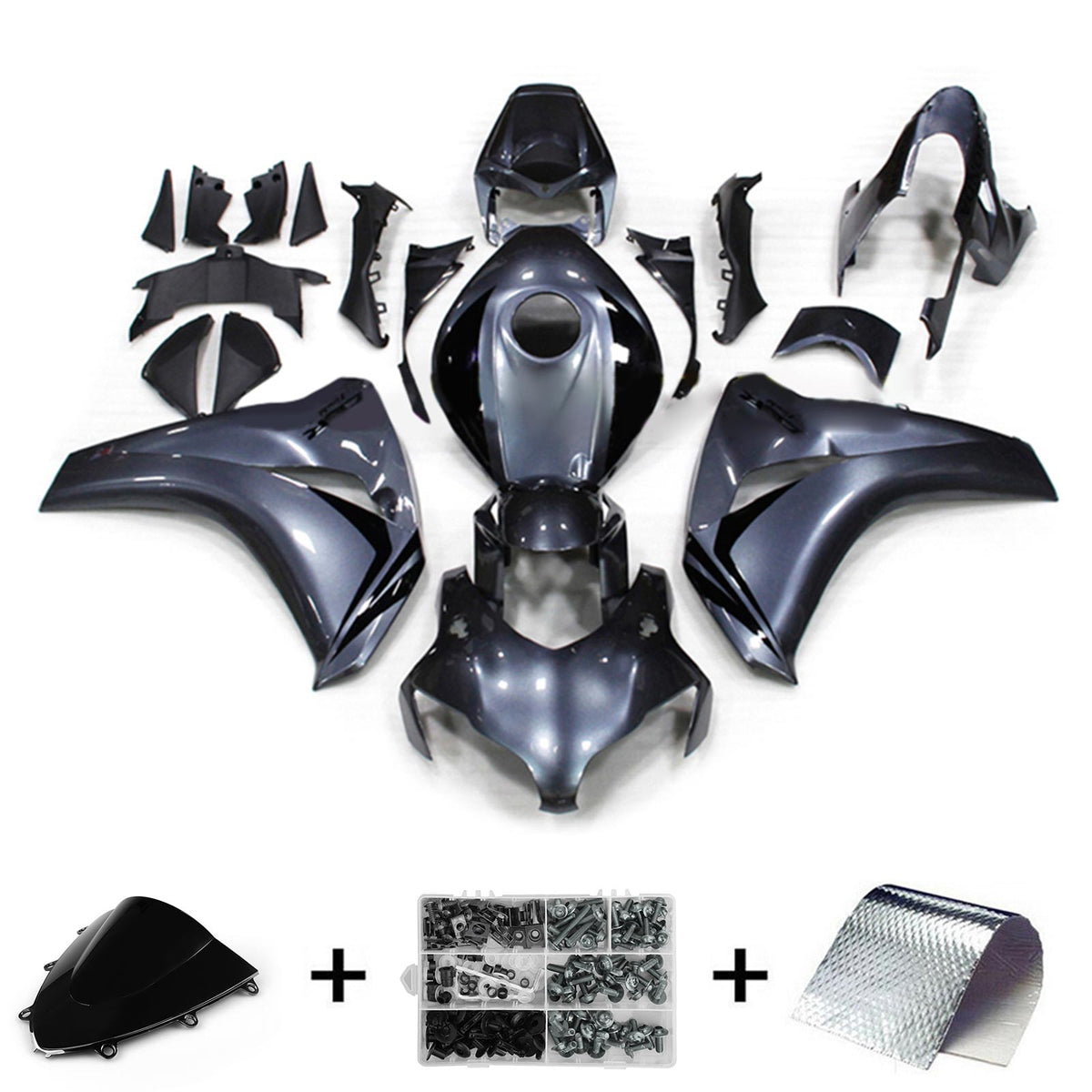 Amotopart 2008-2011 Honda CBR1000RR Kit de carénage gris brillant