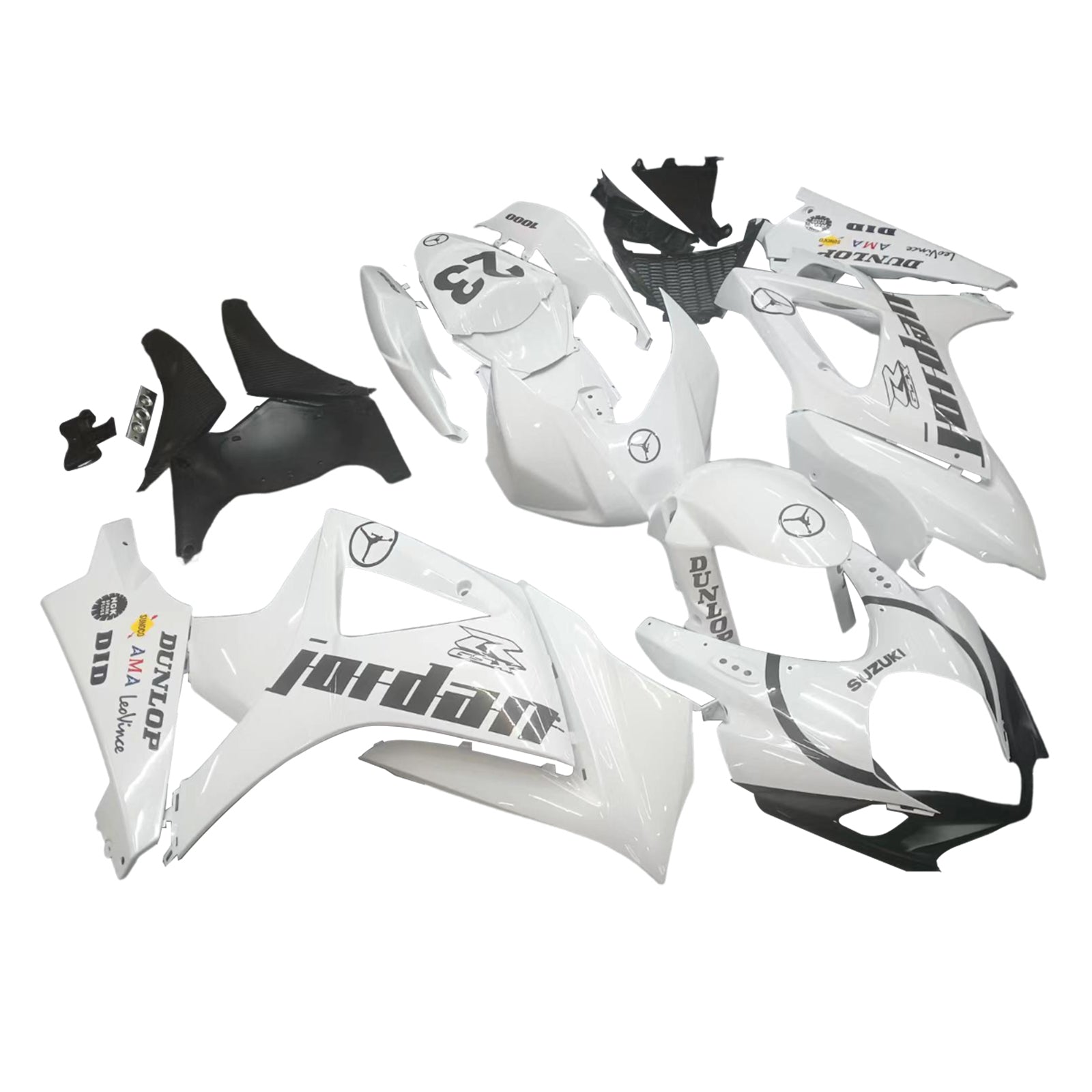 Amotopart 2007-2008 Suzuki GSXR1000 White Black Fairing Kit