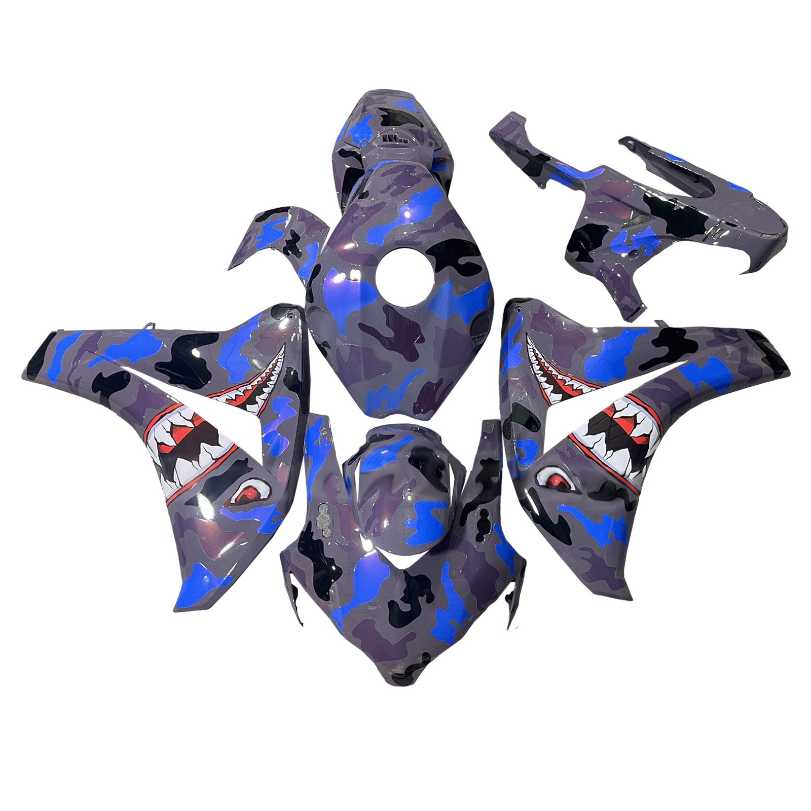 Amotopart 2008-2011 Honda CBR1000rr Kit de carénage de requin bleu gris