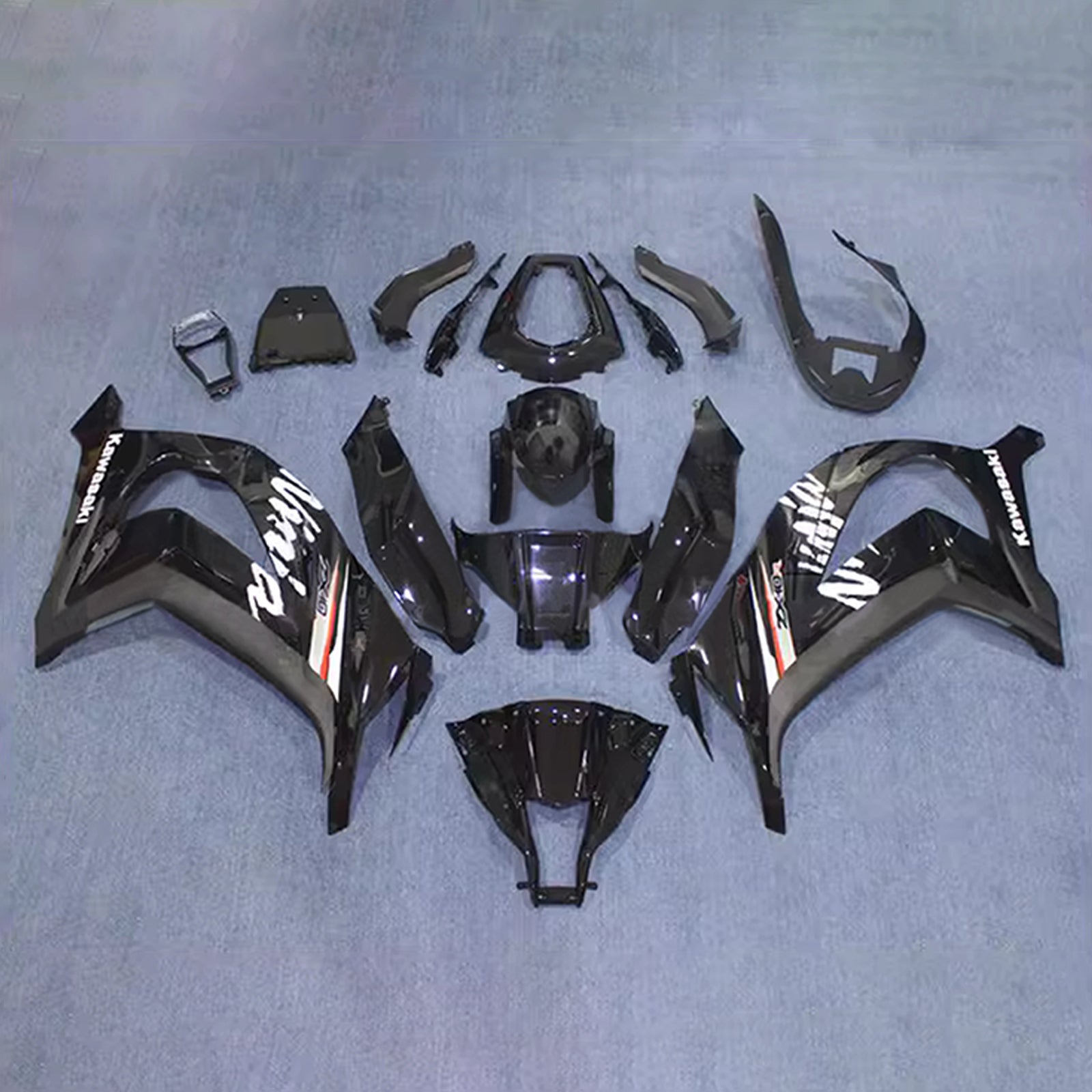 Amotopart 2011-2015 Kawasaki ZX10R Black White Fairing Kit