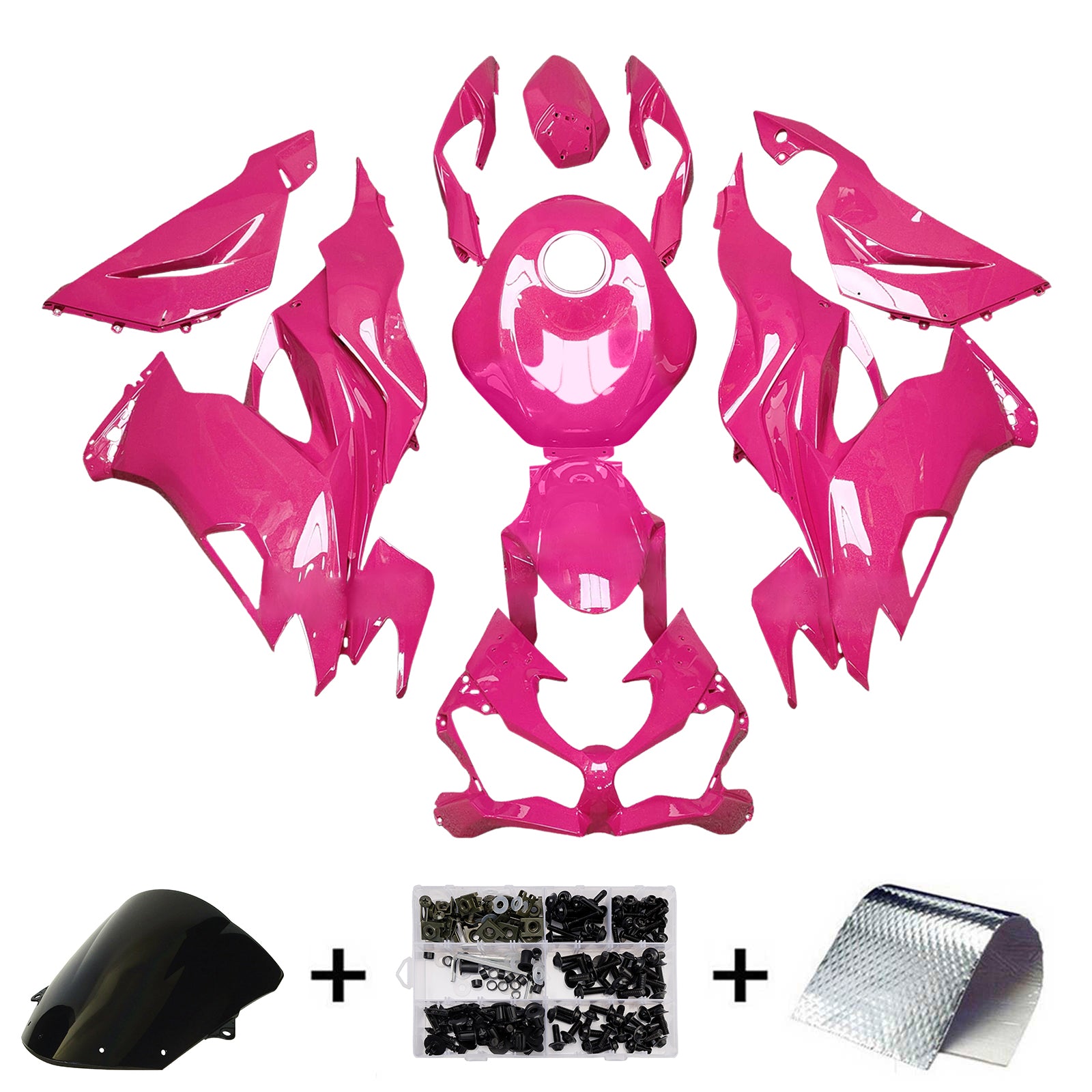 Amotopart 2019-2023 Kawasaki ZX6R Glossy Pink Fairing Kit