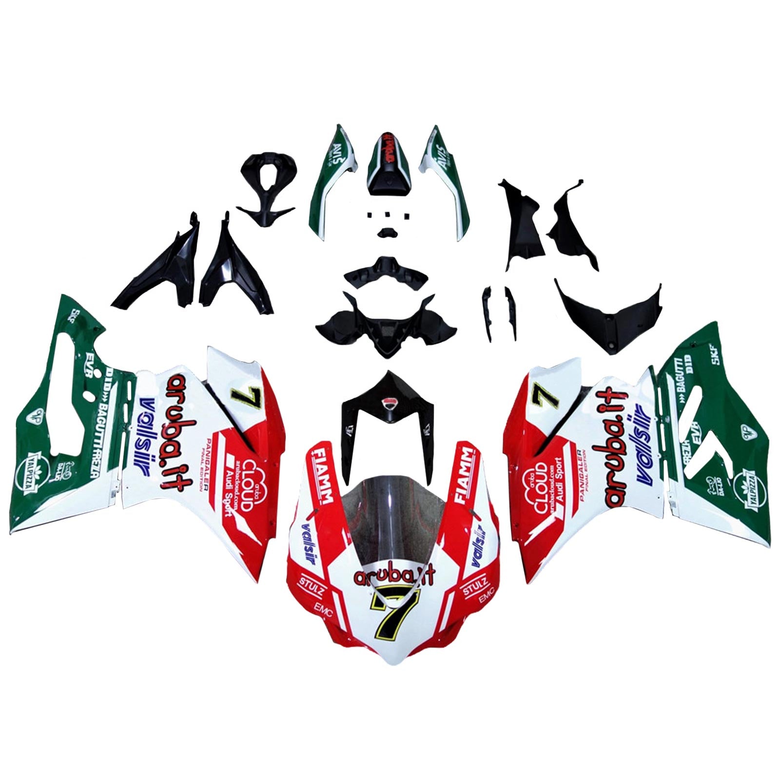 Amotopart 2015-2020 Ducati 1299 959 Kit de carénage rouge et vert Style2