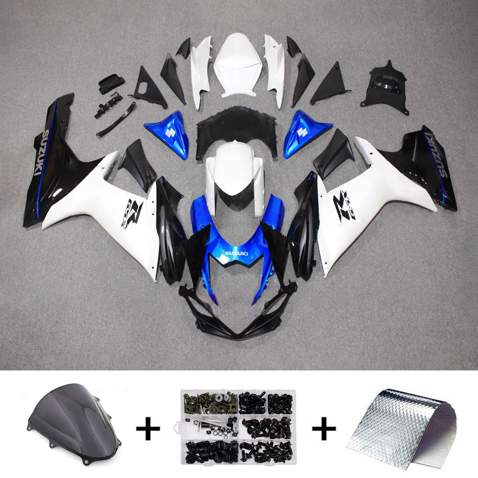 Amotopart 2011-2026 Suzuki GSXR 600/750 White Black Blue Fairing Kit