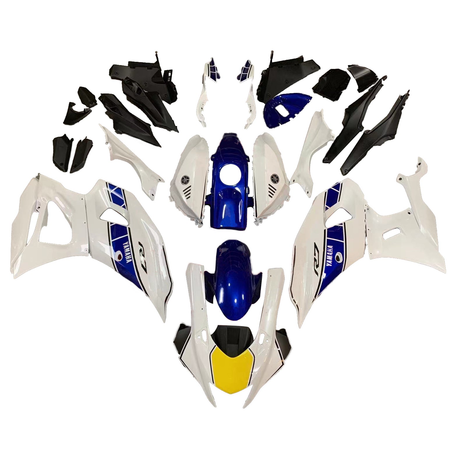 Amotopart 2021-2024 Yamaha YZF-R7 Kit de carenado azul y blanco Style1