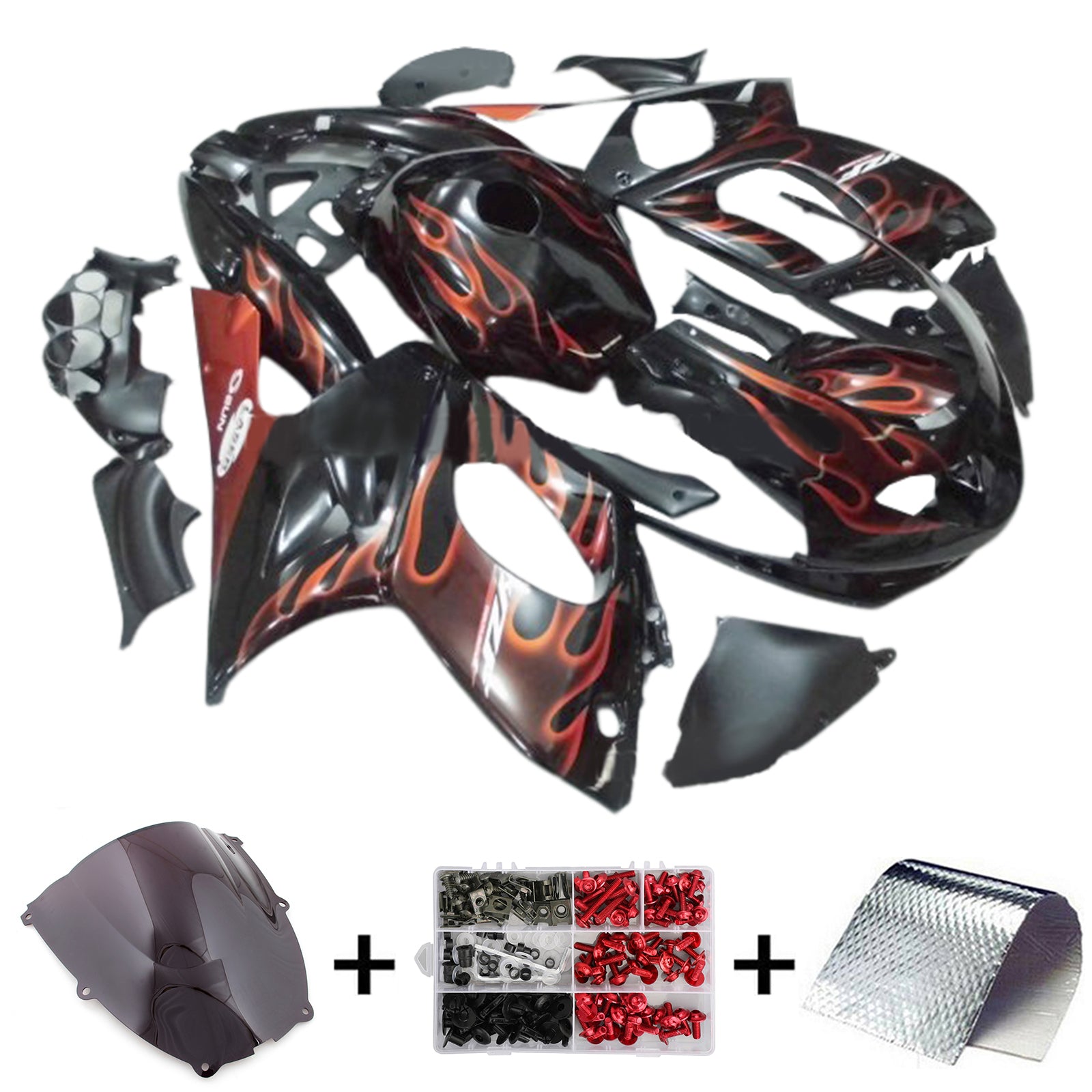 Amotopart 1996-2007 Yamaha YZF 600R Thundercat Glossy Black Fairing Kit