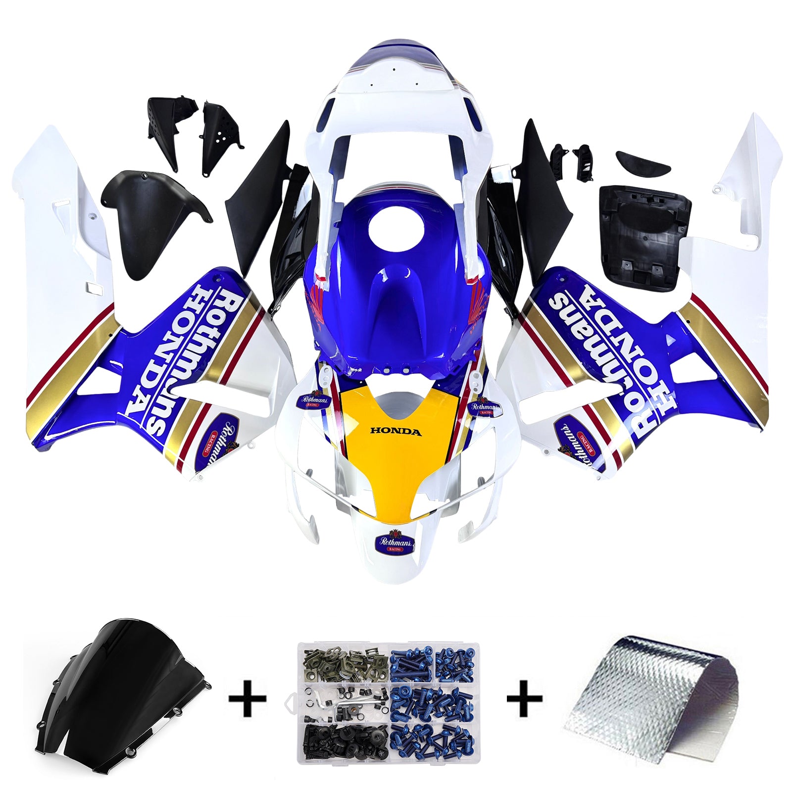 Amotopart 2003-2004 Honda CBR600RR Kit de carénage jaune bleu
