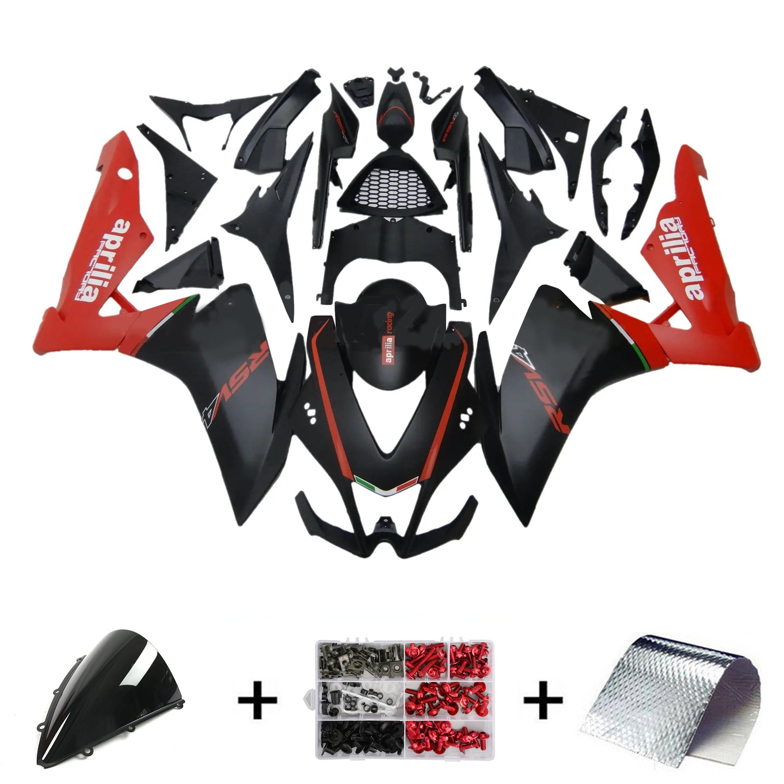 Amotopart 2009-2015 RSV4 1000 Aprilia Rouge et Noir Style2 Kit de carénage