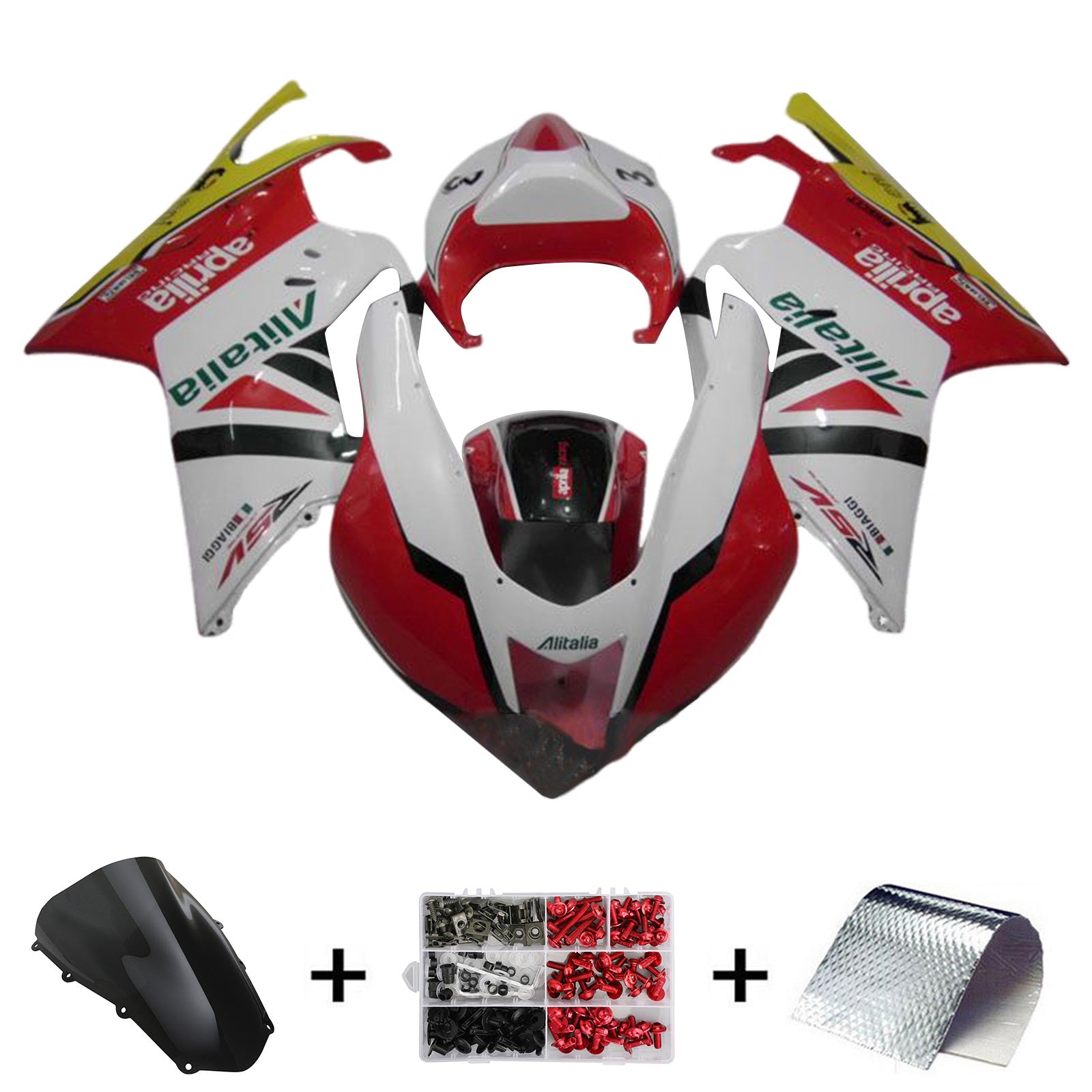 Amotopart 2003-2006 Aprilia RSV1000 Kit de carenado blanco y rojo