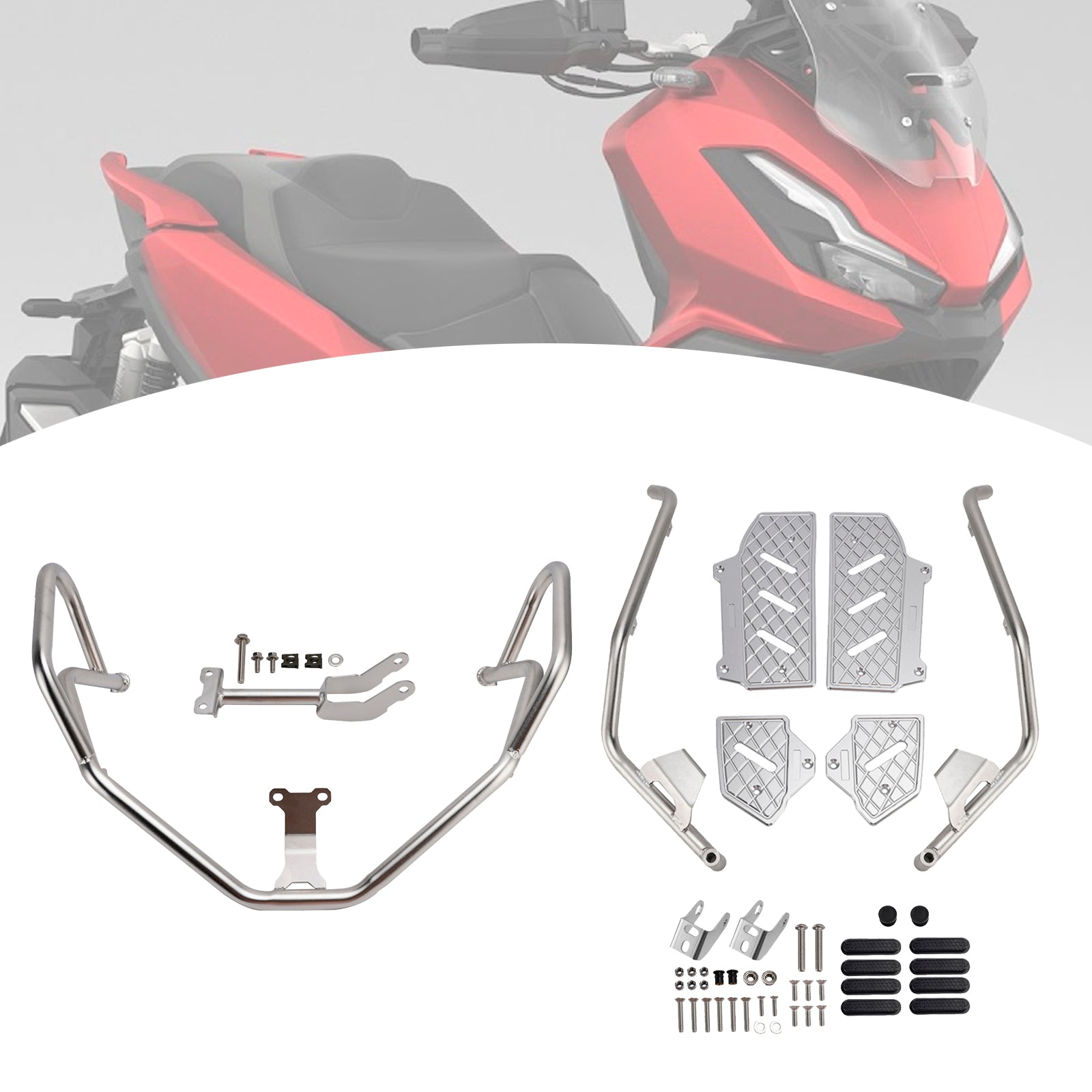 Honda Adv350 2022-2025 Upper Lower Kit Engine Guard Frame Crash Bar Silver