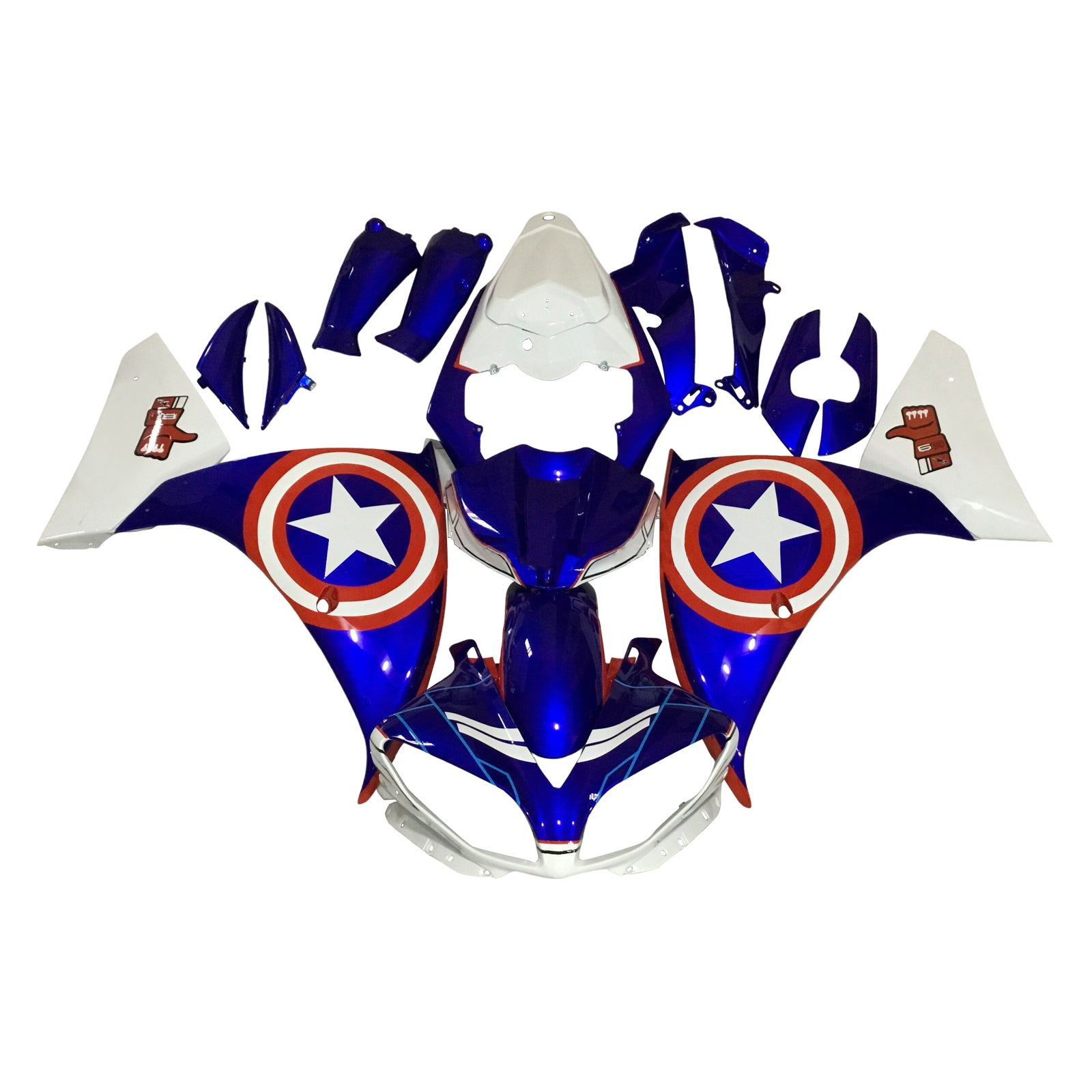 Amotopart 2009-2011 Yamaha  YZF-R1 Blue & White Fairing Kit