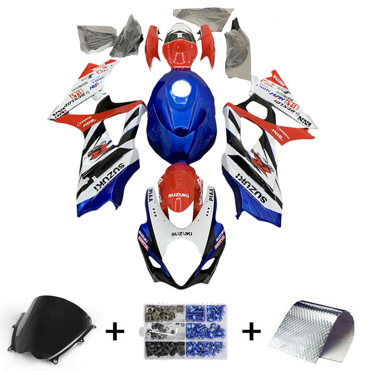 Amotopart 2007–2008 Suzuki GSXR1000 K7 rot-blaues Verkleidungsset