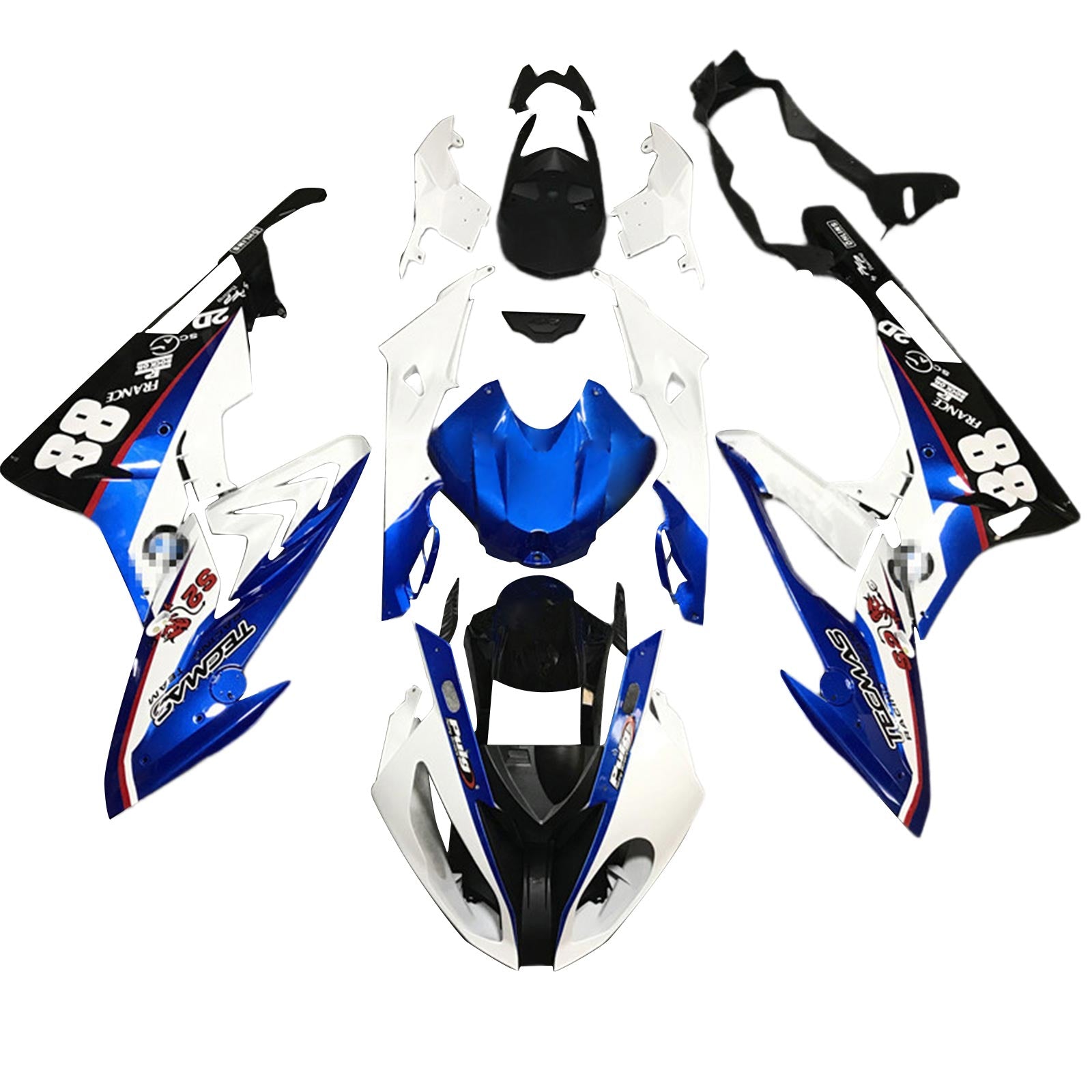 Amotopart 2017-2018 BMW S1000RR ブルー&ホワイト スタイル 6 フェアリングキット