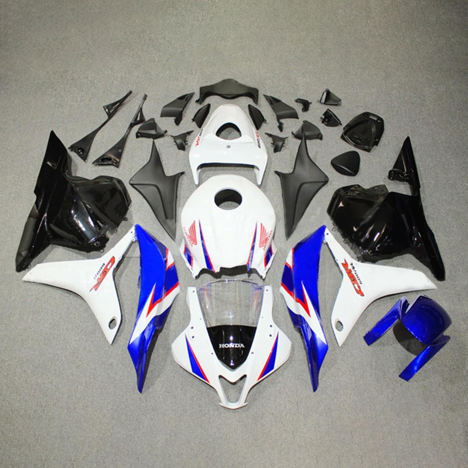 Amotopart 2009-2012 Honda CBR600RR Kit de carénage bleu blanc noir