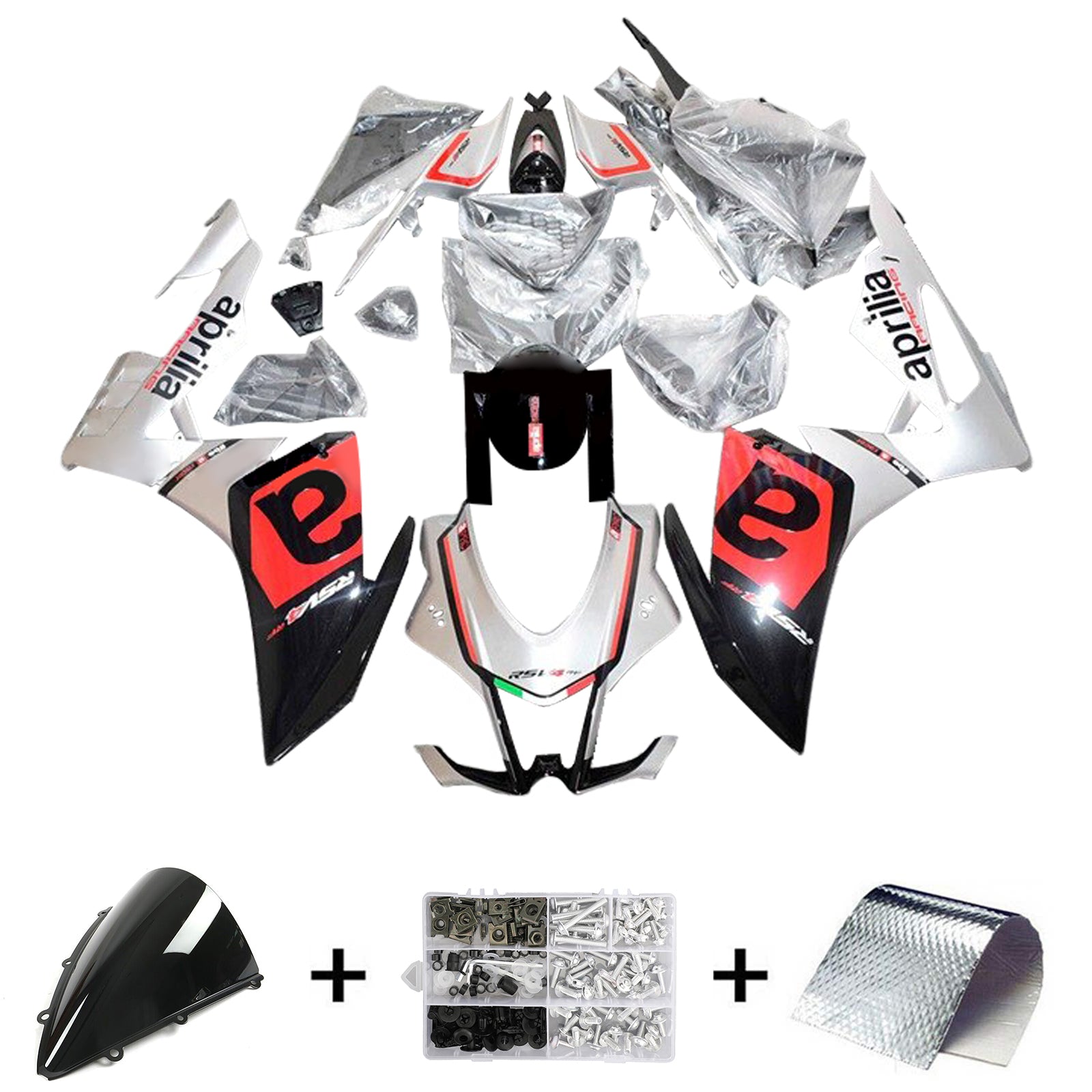 Amotopart Aprilia 2016-2020 RSV4 1000 レッド&ブラック Style4 フェアリングキット