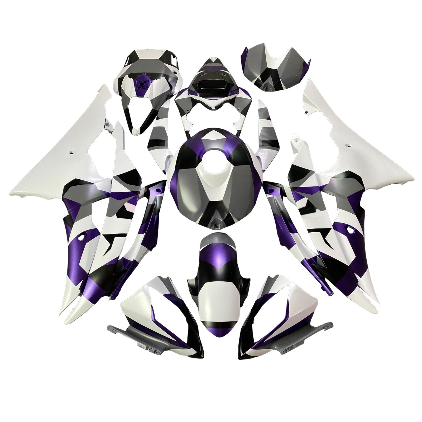 Amotopart 2008-2016 Yamaha YZF-R6 White Grey Purple Fairing Kit