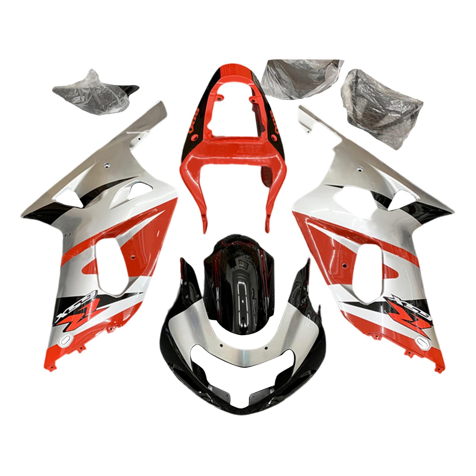 Amotopart Suzuki 01-03 GSXR600 y 00-03 GSXR750 Kit de carenado gris rojo