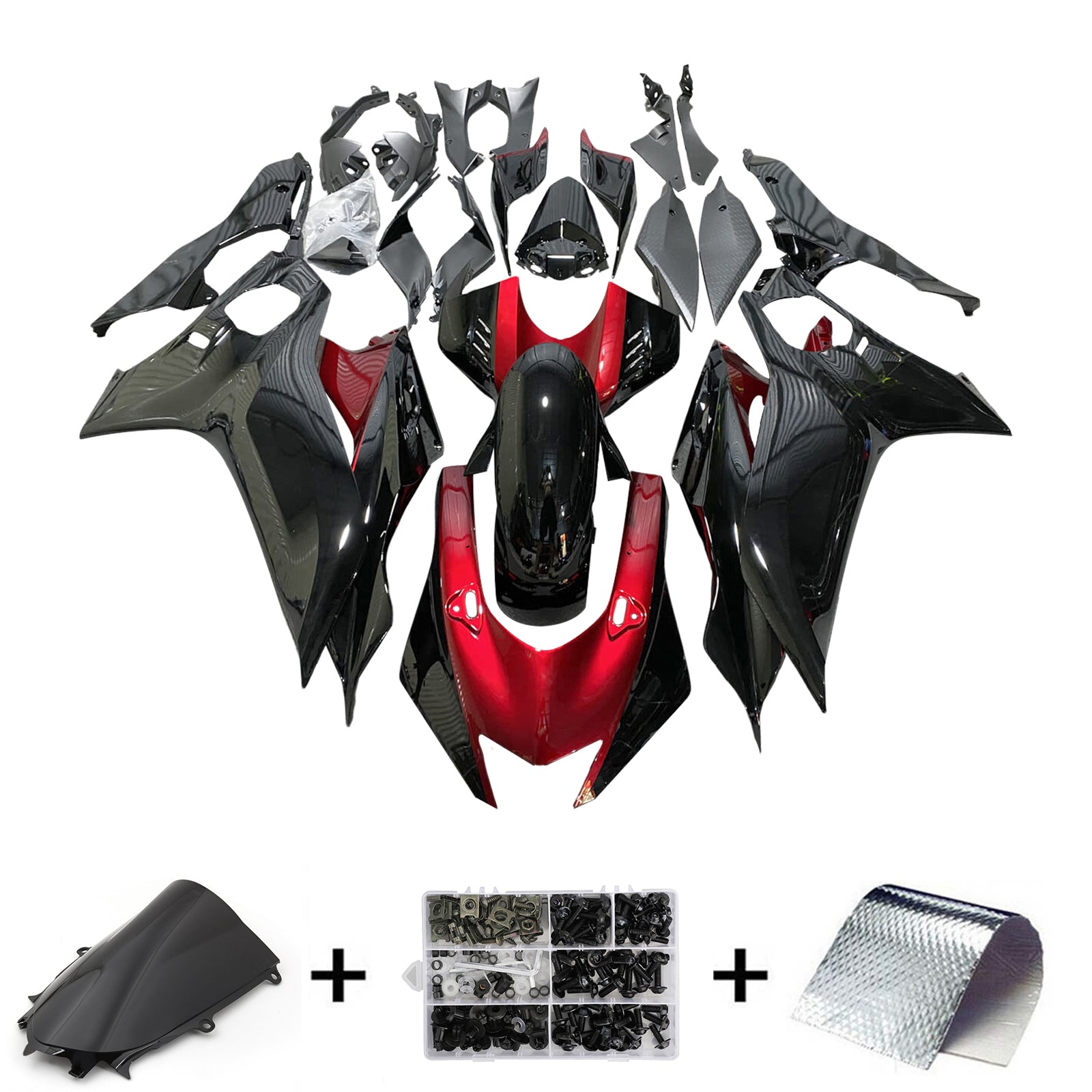 Amotopart 2017-2023 Yamaha YZF R6 Kit de carénage noir rouge foncé