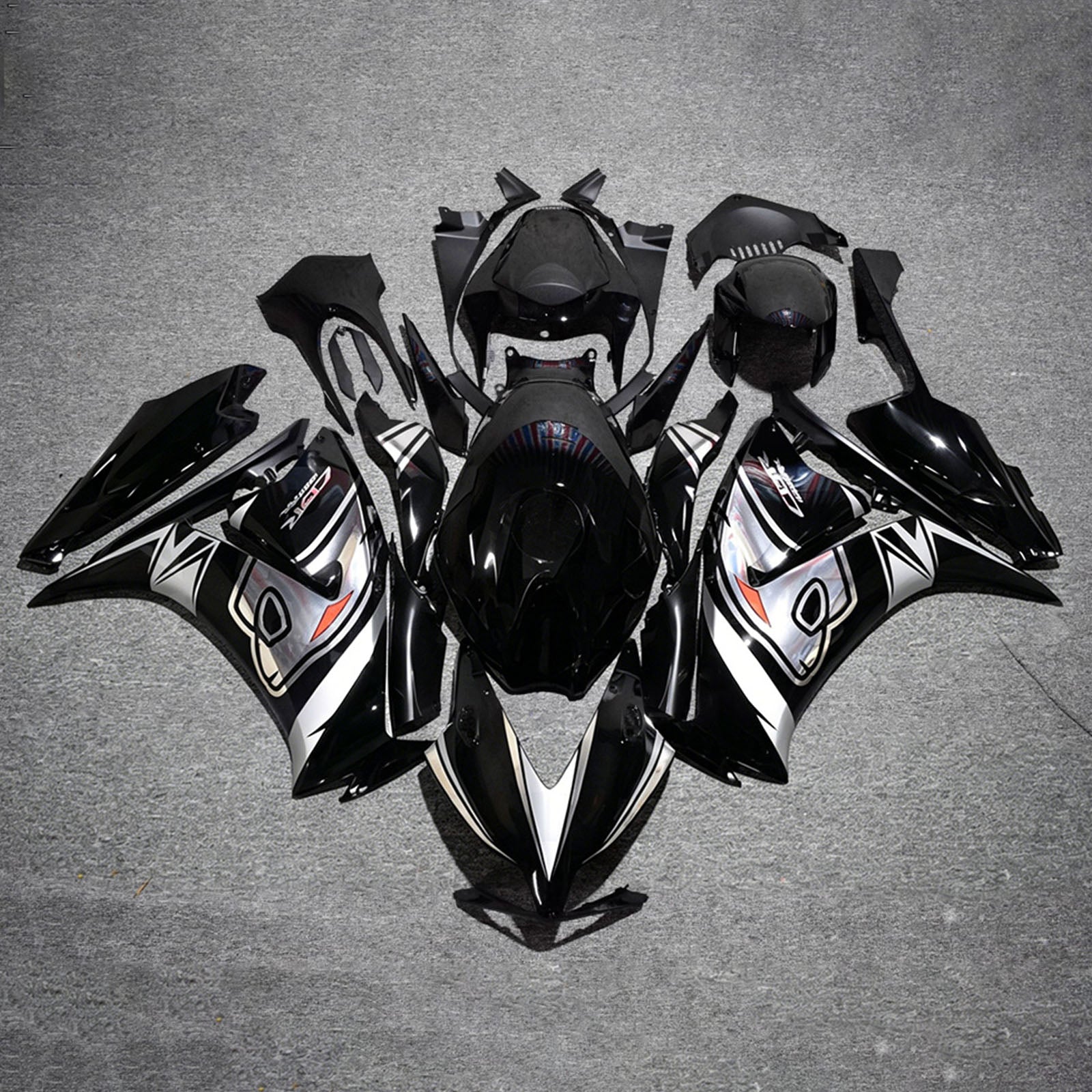 Amotopart 2012-2016 ホンダ CBR1000RR ブラック/シルバー フェアリングキット