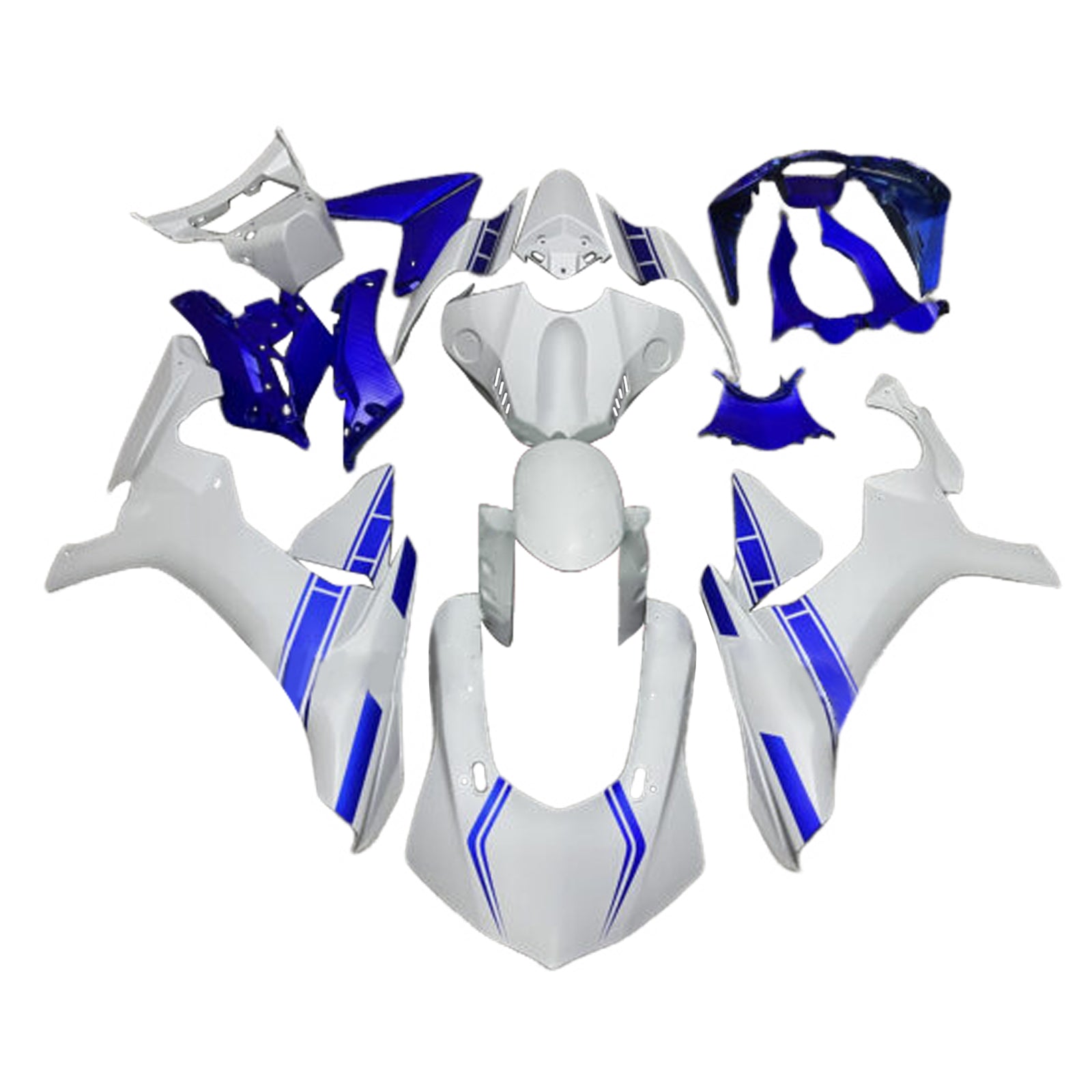 Amotopart 2015-2019 Yamaha  YZF-R1 Blue & White Fairing Kit