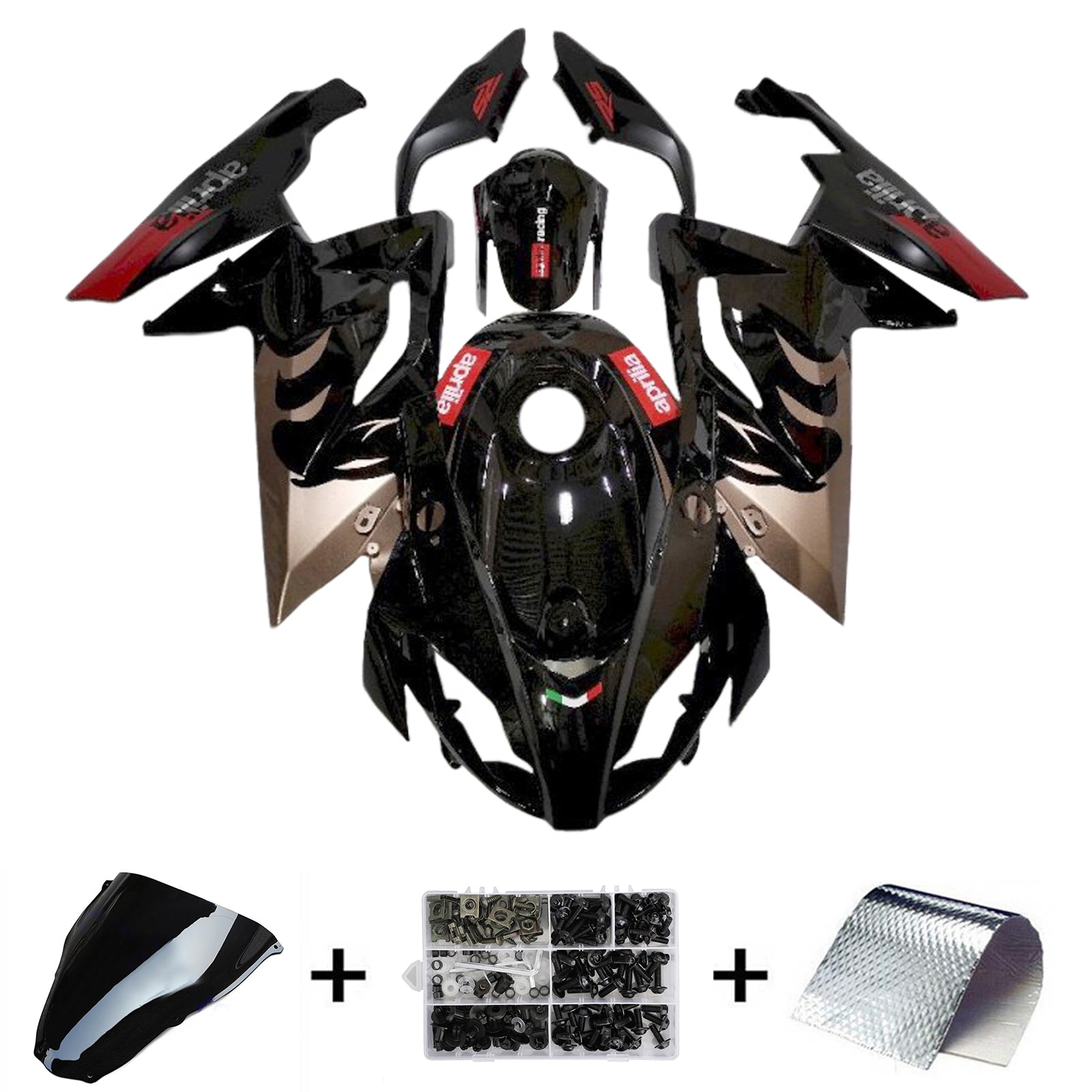 Amotopart 2006-2011 RS125 Aprilia Gloss Black&Red Fairing Kit