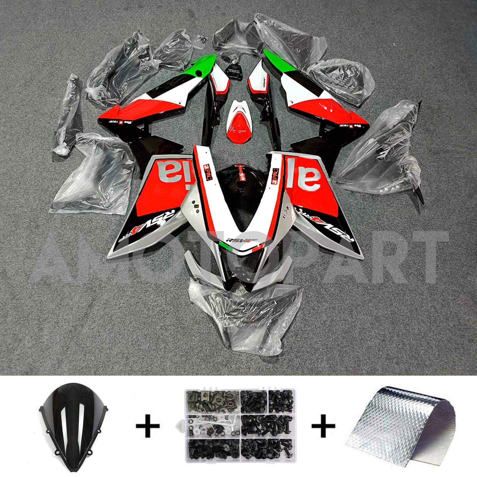 Amotopart 2009-2015 Aprilia RSV4 1000 Black Red Green Fairing Kit