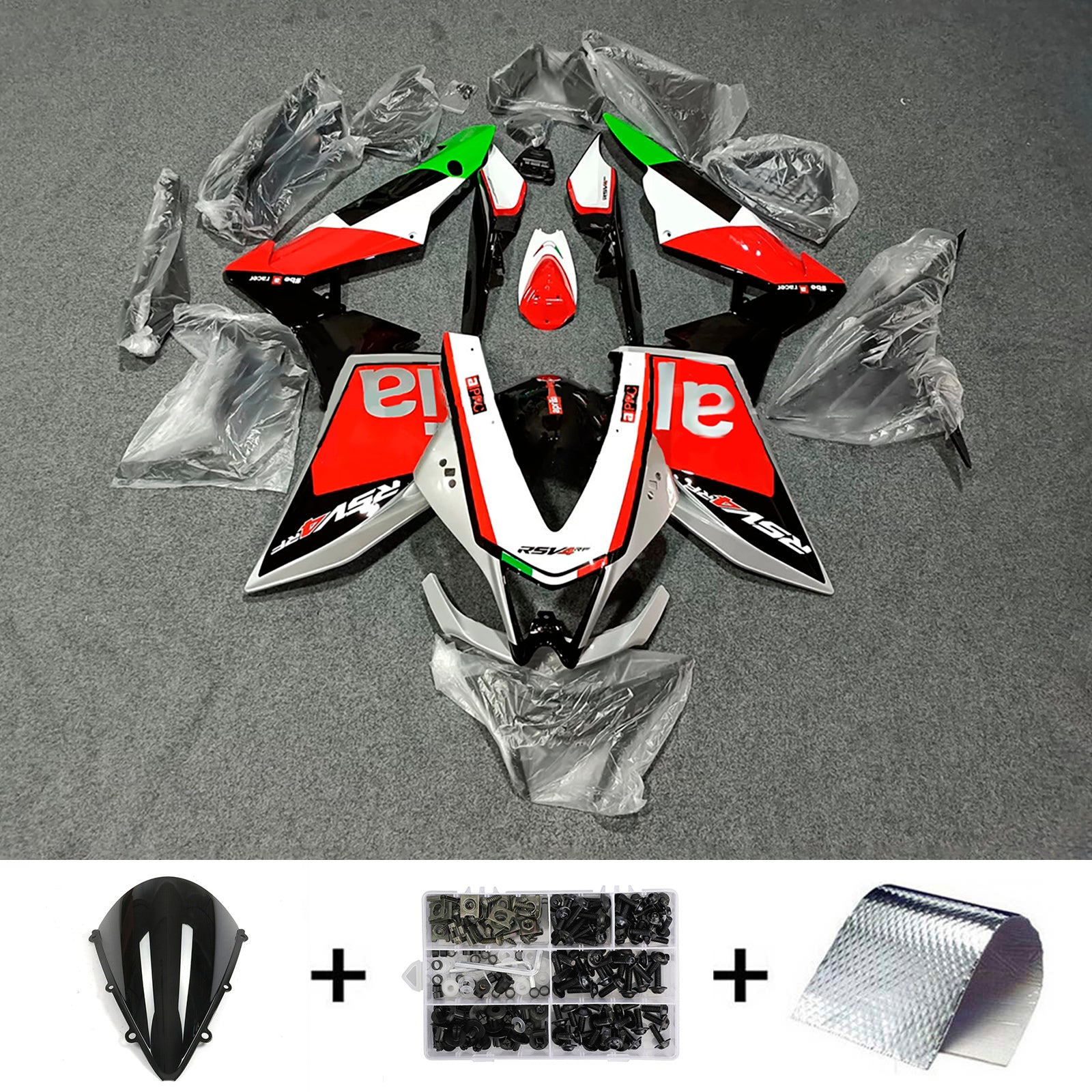 Amotopart 2009-2015 Aprilia RSV4 1000 Black Red Green Fairing Kit