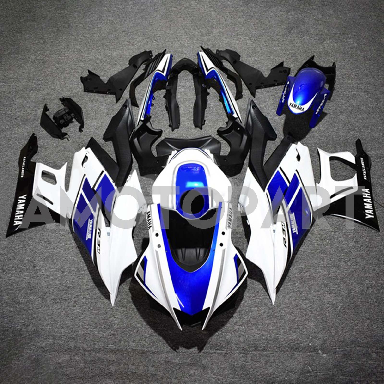 Amotopart 2022-2024 Yamaha YZF-R3 R25 White&Blue Style3 Fairing Kit