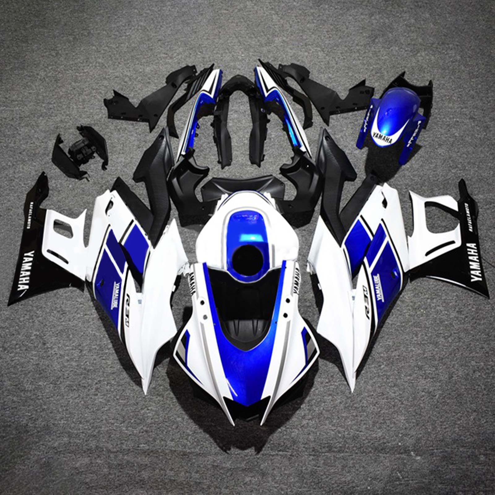 Amotopart 2022-2023 Yamaha YZF-R3 R25 White&Blue Style3 Fairing Kit