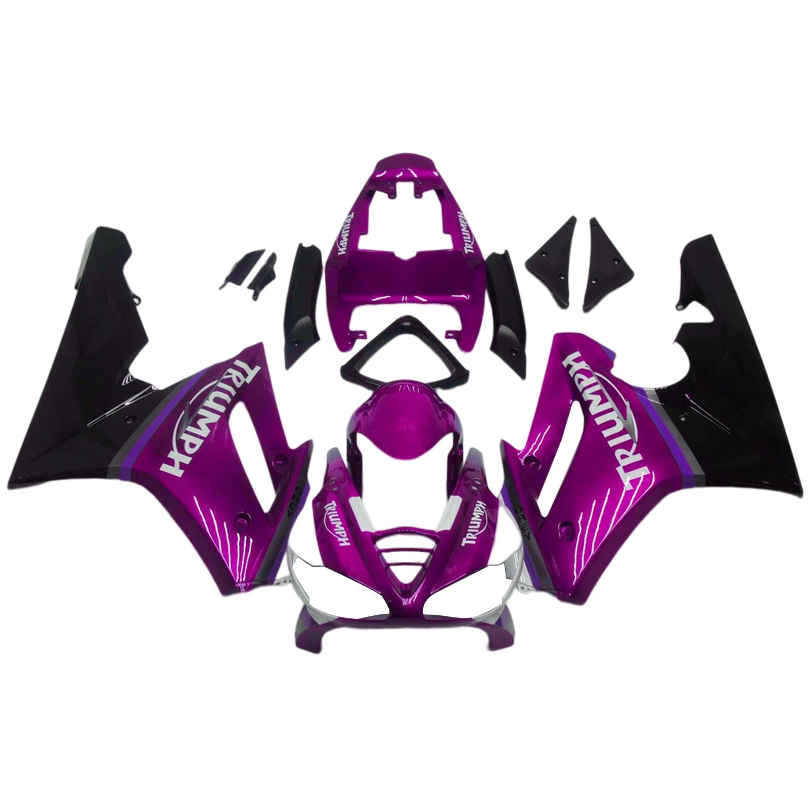 Amotopart 2009–2012 Triumph Daytona 675 Black &amp; Purple Style1 Verkleidungsset