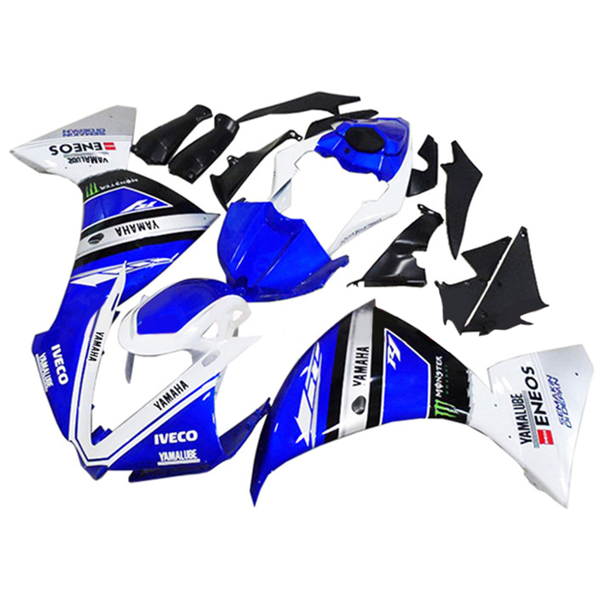 Amotopart 2012–2014 Yamaha YZF 1000 R1 Blau Schwarz Weiß Verkleidungsset