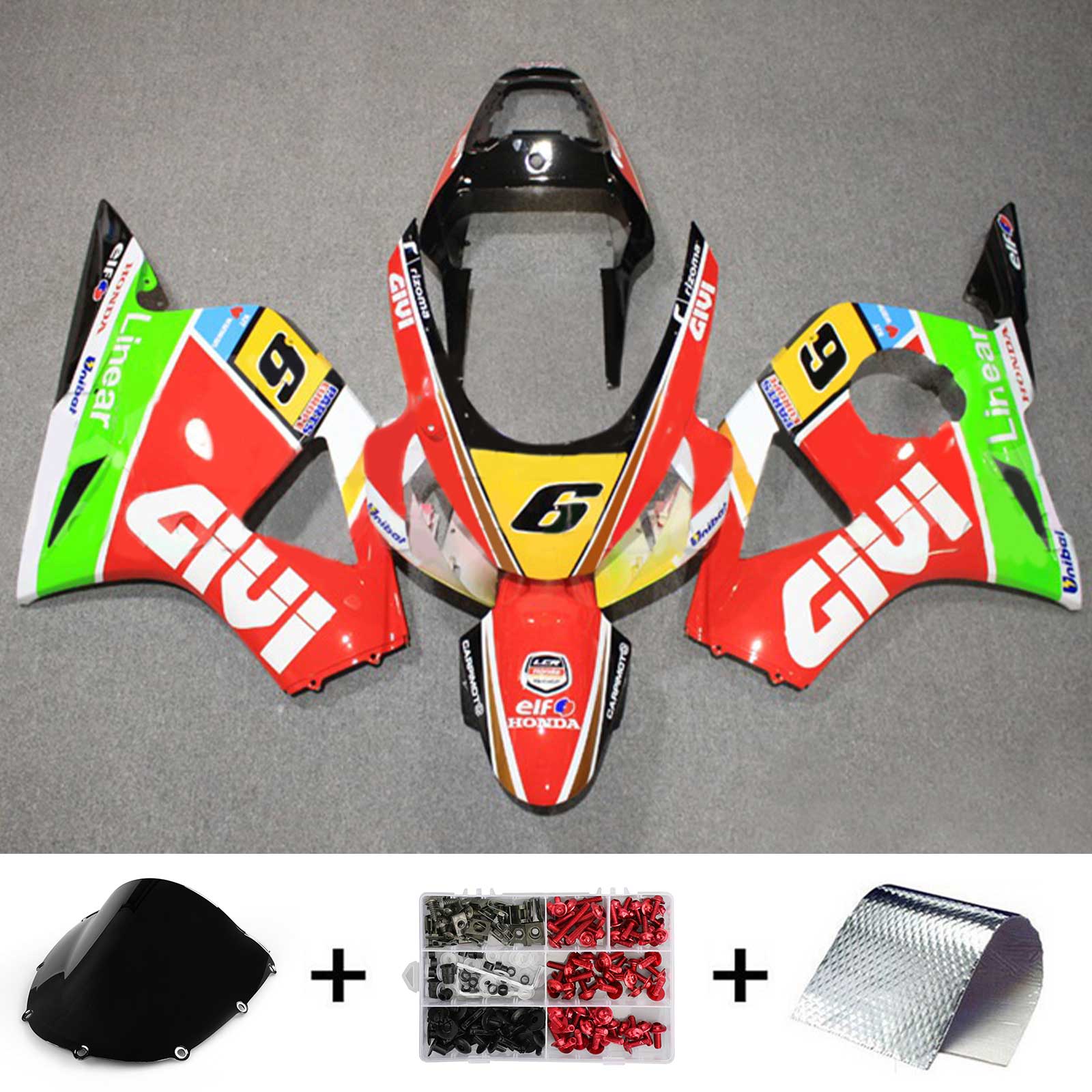 Amotopart 2002-2003 CBR954 Honda Kit de carenado rojo y verde brillante