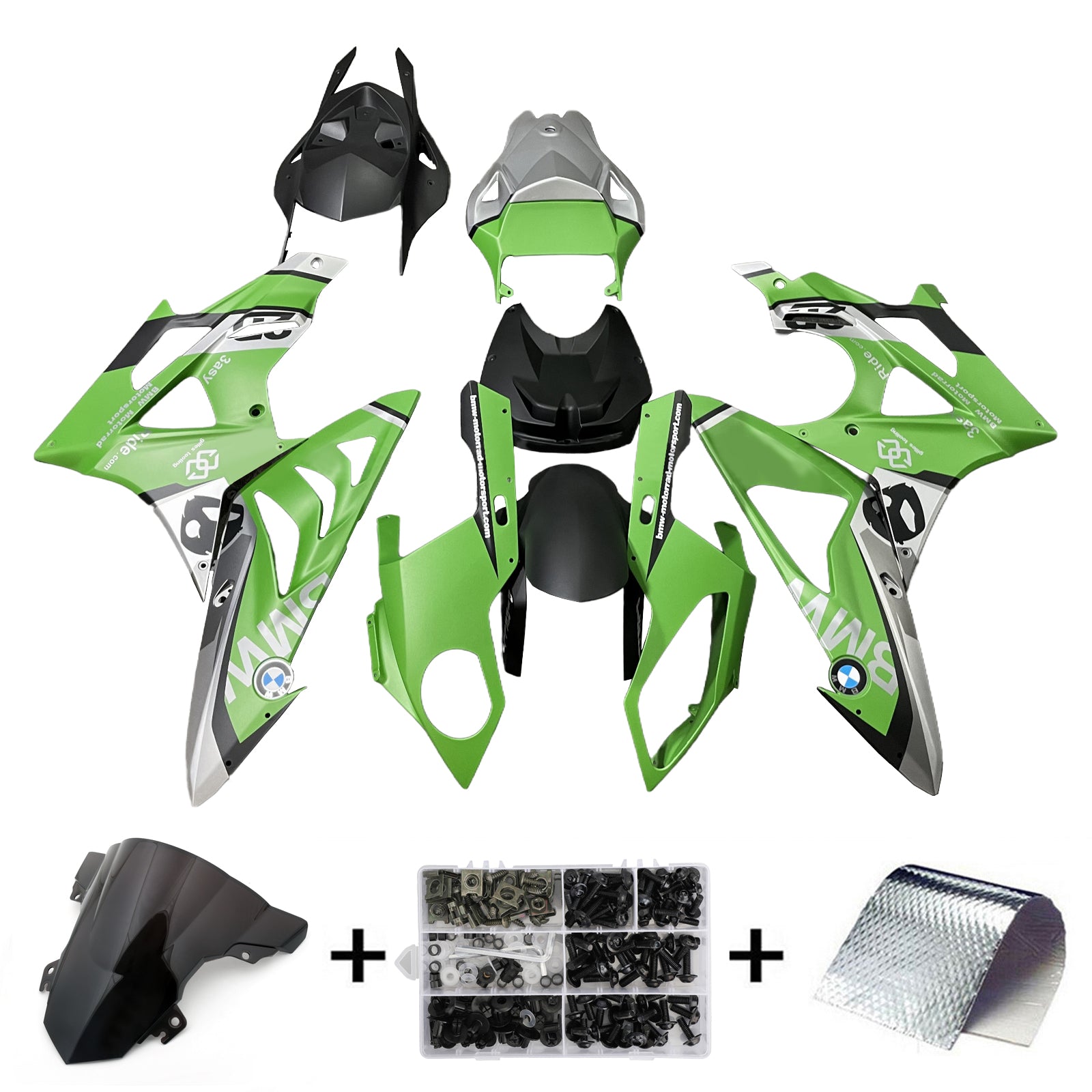 Amotopart 2015-2016 BMW S1000RR Green Silver Fairing Kit