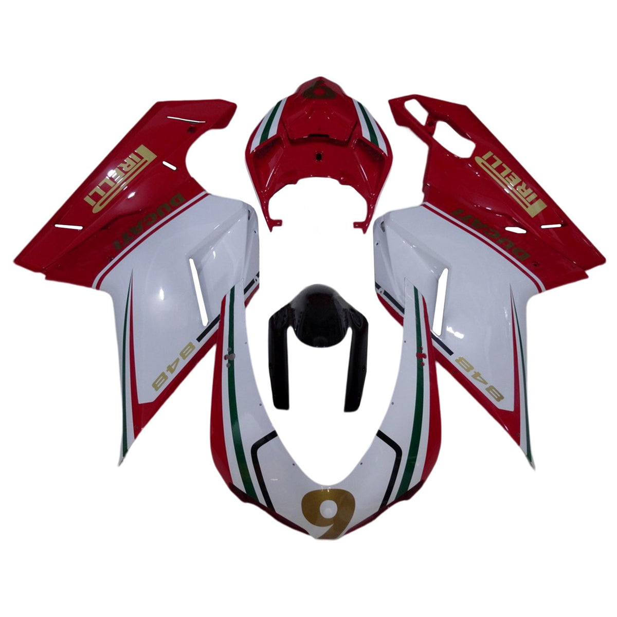 Amotopart 2007-2012 Ducati 1098 1198 848 Red&White Style2 Fairing Kit