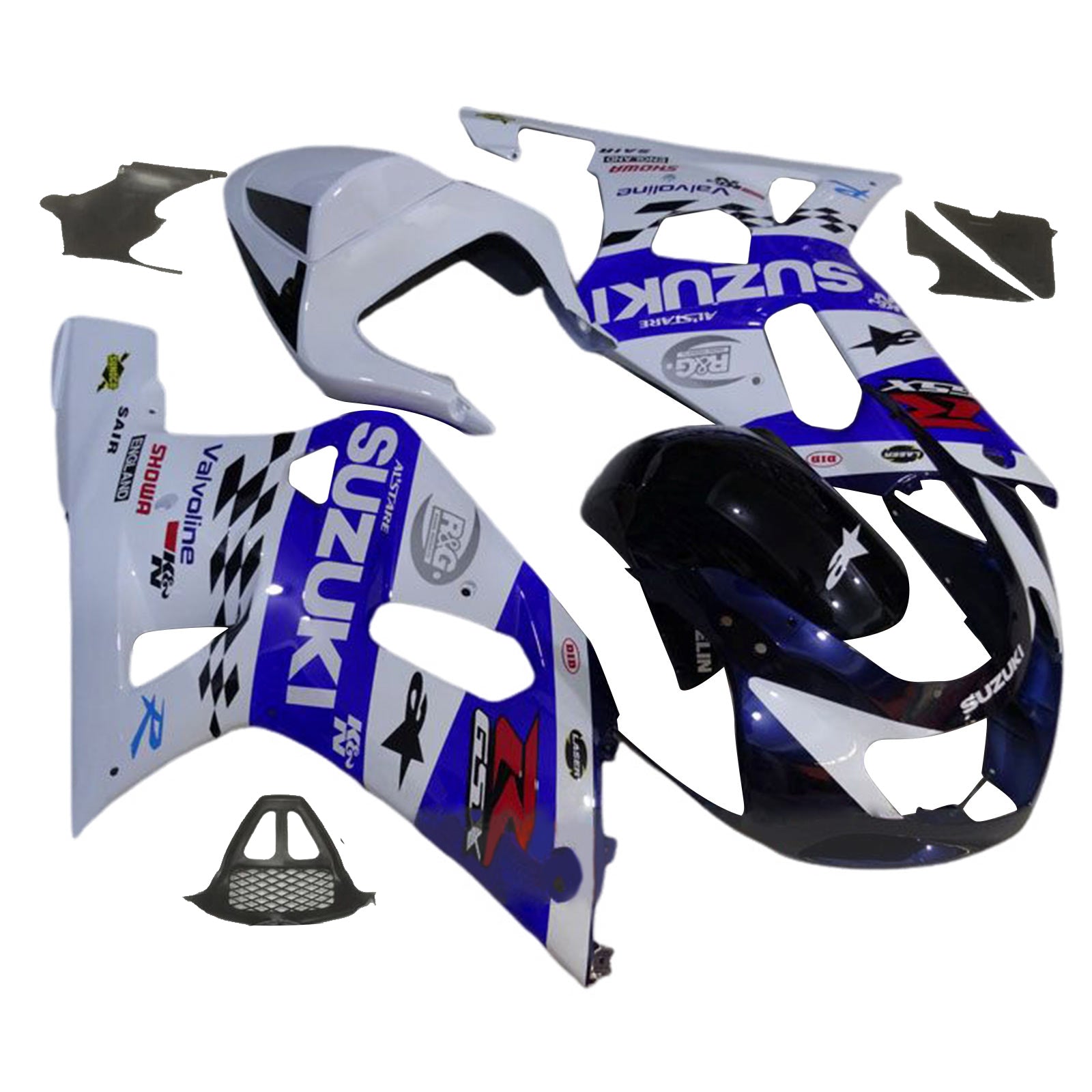 Amotopart 2000-2002 K1 K2 GSXR1000 Suzuki Bleu et Blanc Style2 Kit de carénage